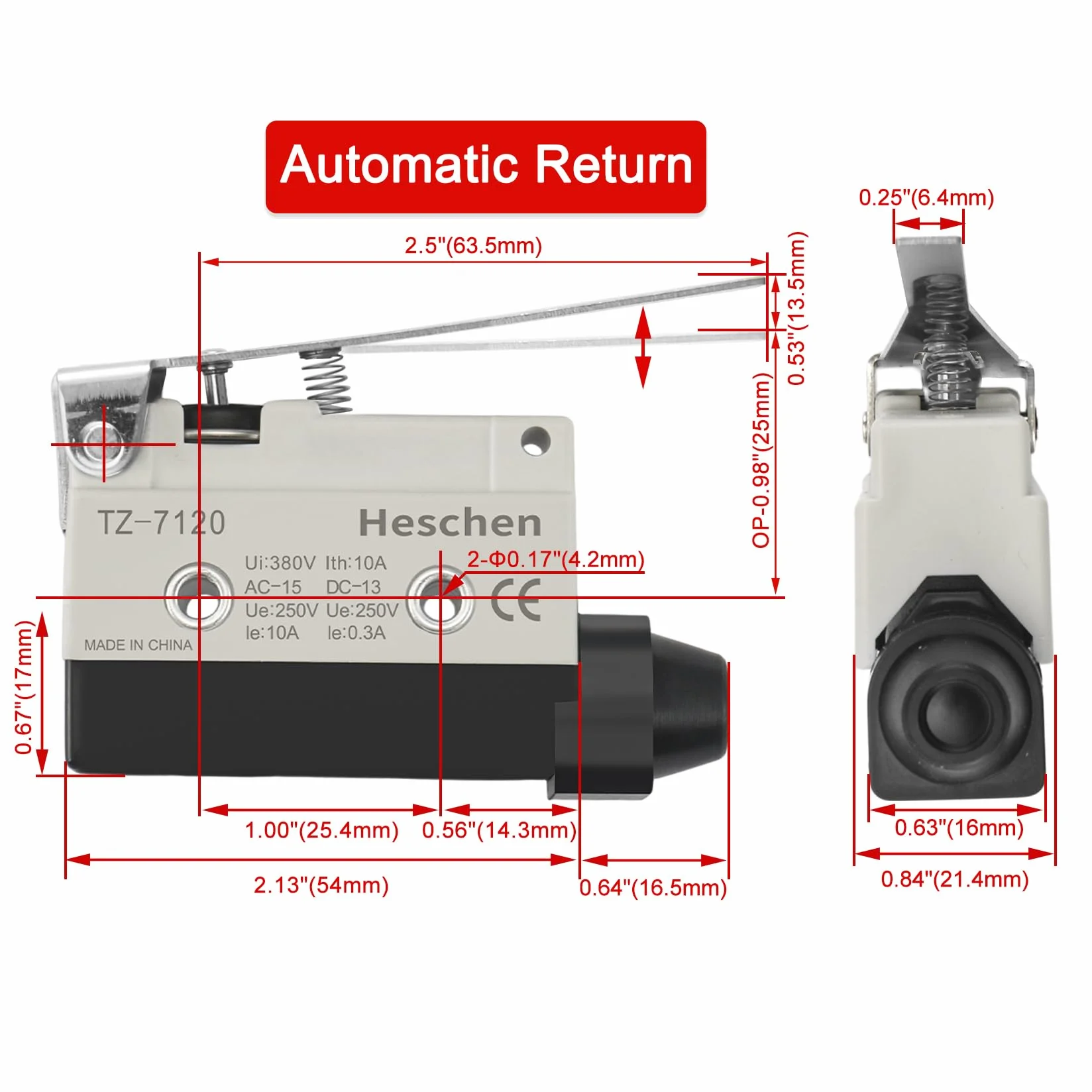 heschen Poziomy Limit przełącznik tz-7120 momtray zawias dźwignia Actuator AC 380 V 10 A Single bieguny