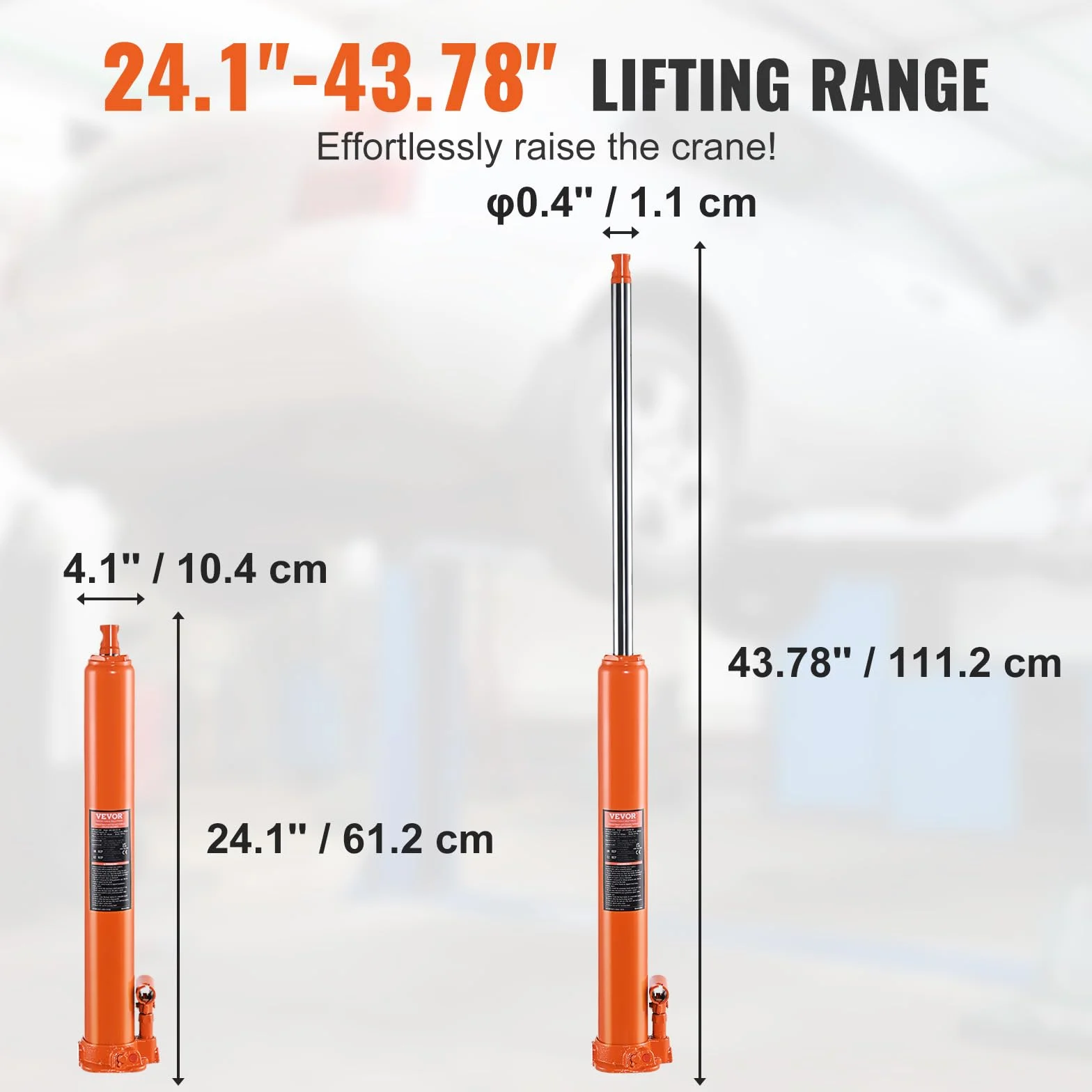 VEVOR Hydrauliczny podnośnik samochodowy 4 t cylinder z pojedynczą pompą tłokową płaską podstawą