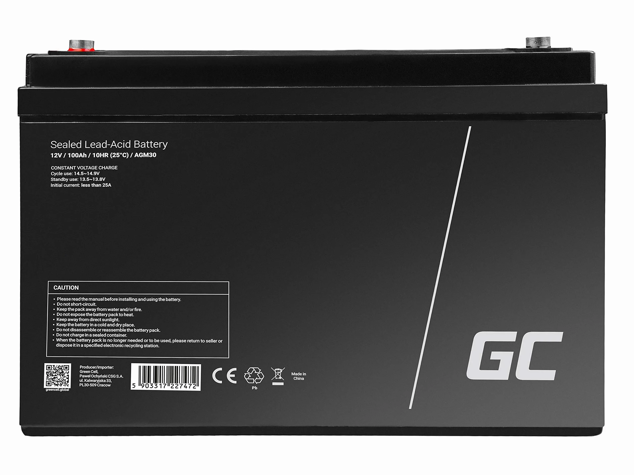 Green Cell AGM 12V 100Ah akumulator VRLA ołowiowy żelowy do Caravan fotowoltaika