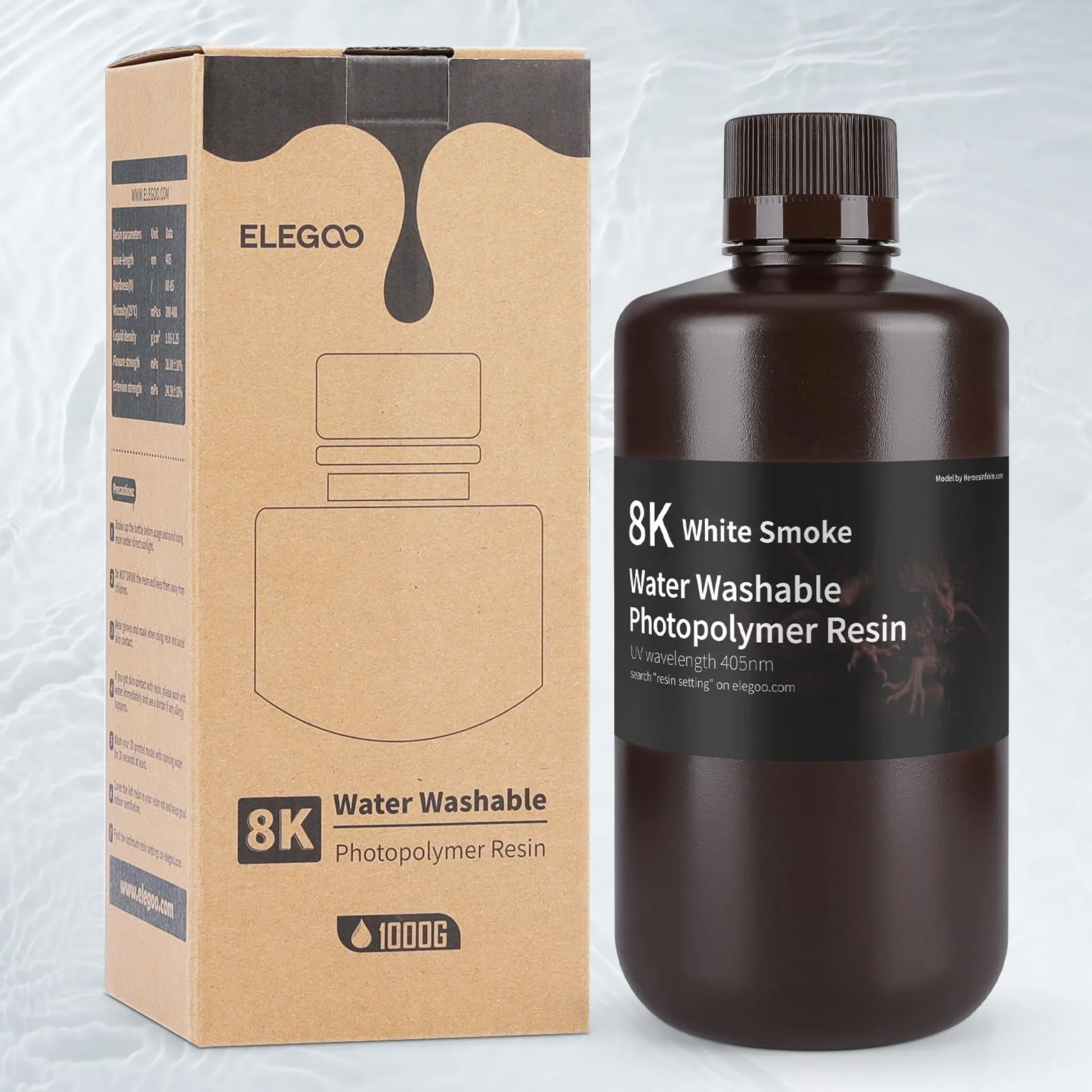 ELEGOO Żywica 8K 405 nm zmywalna woda do drukarki 3D szara kosmiczna 2,0 1 kg