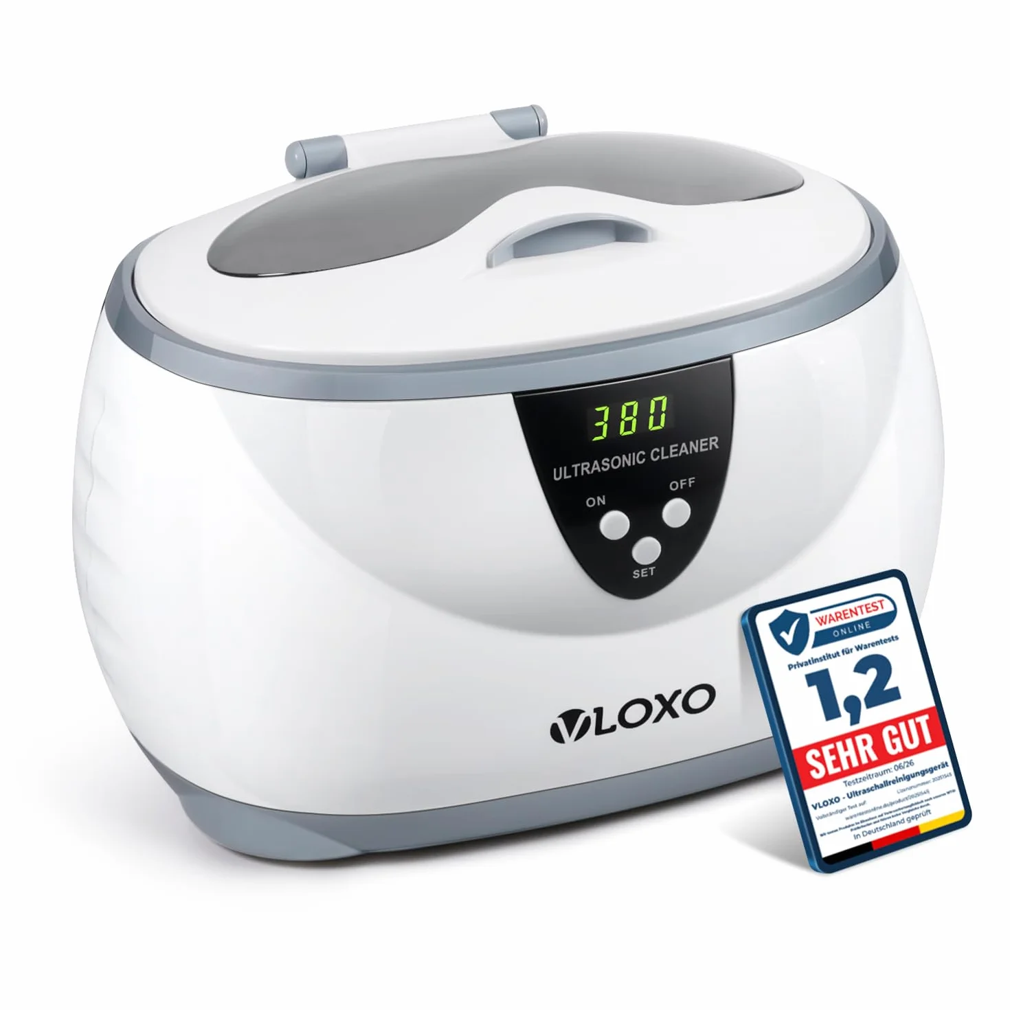 VLOXO Urządzenie do Czyszczenia Ultradźwiękowego 600ml 42kHz z Koszem Wyświetlacz LED