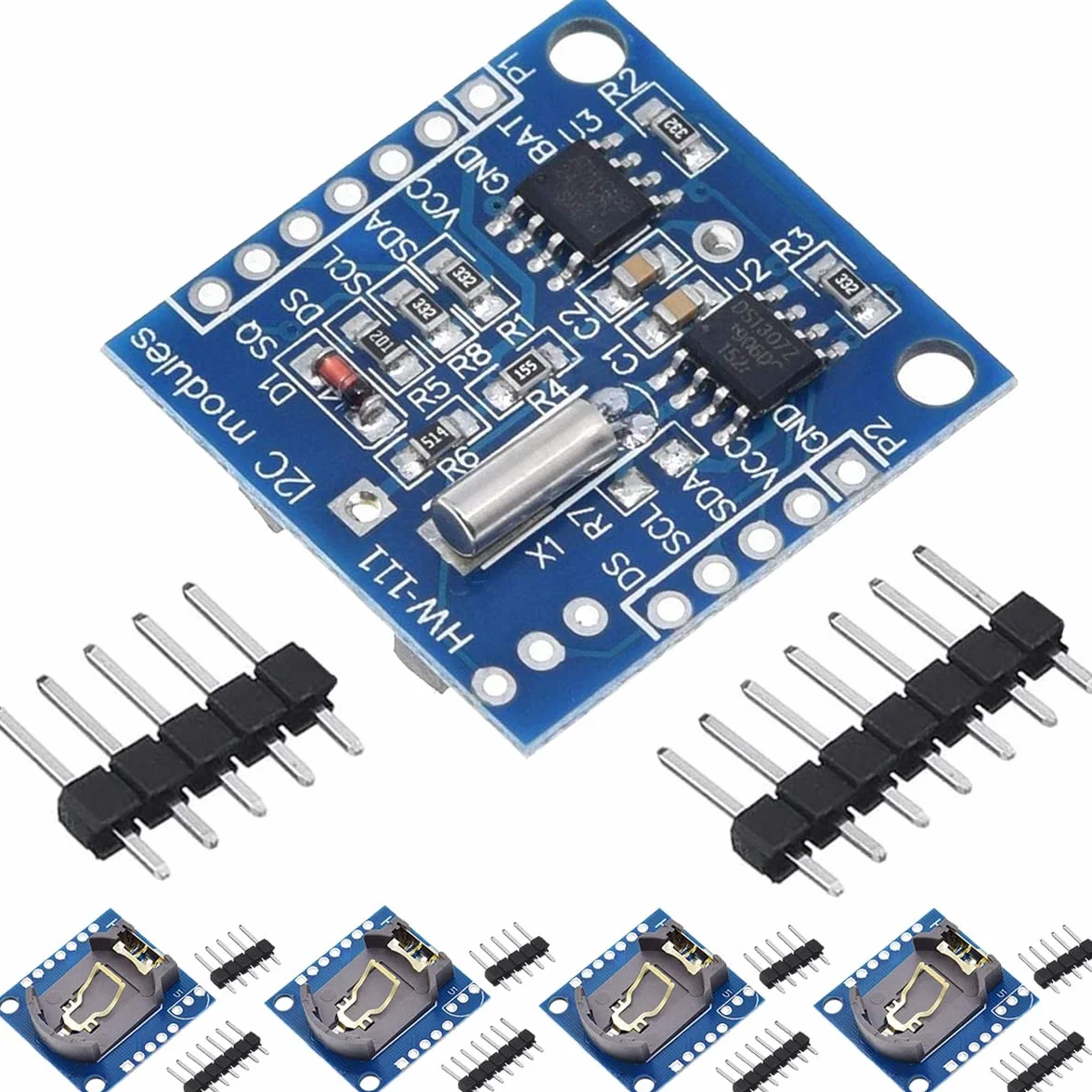 5 szt. mały moduł zegara RTC I2C w czasie rzeczywistym AT24C32 pamięć pamięci pamięci o wysokiej precyzji DS1307 moduł zegara do Arduino do AVR ARM PIC SMD, z prostym pojedynczym rzędem