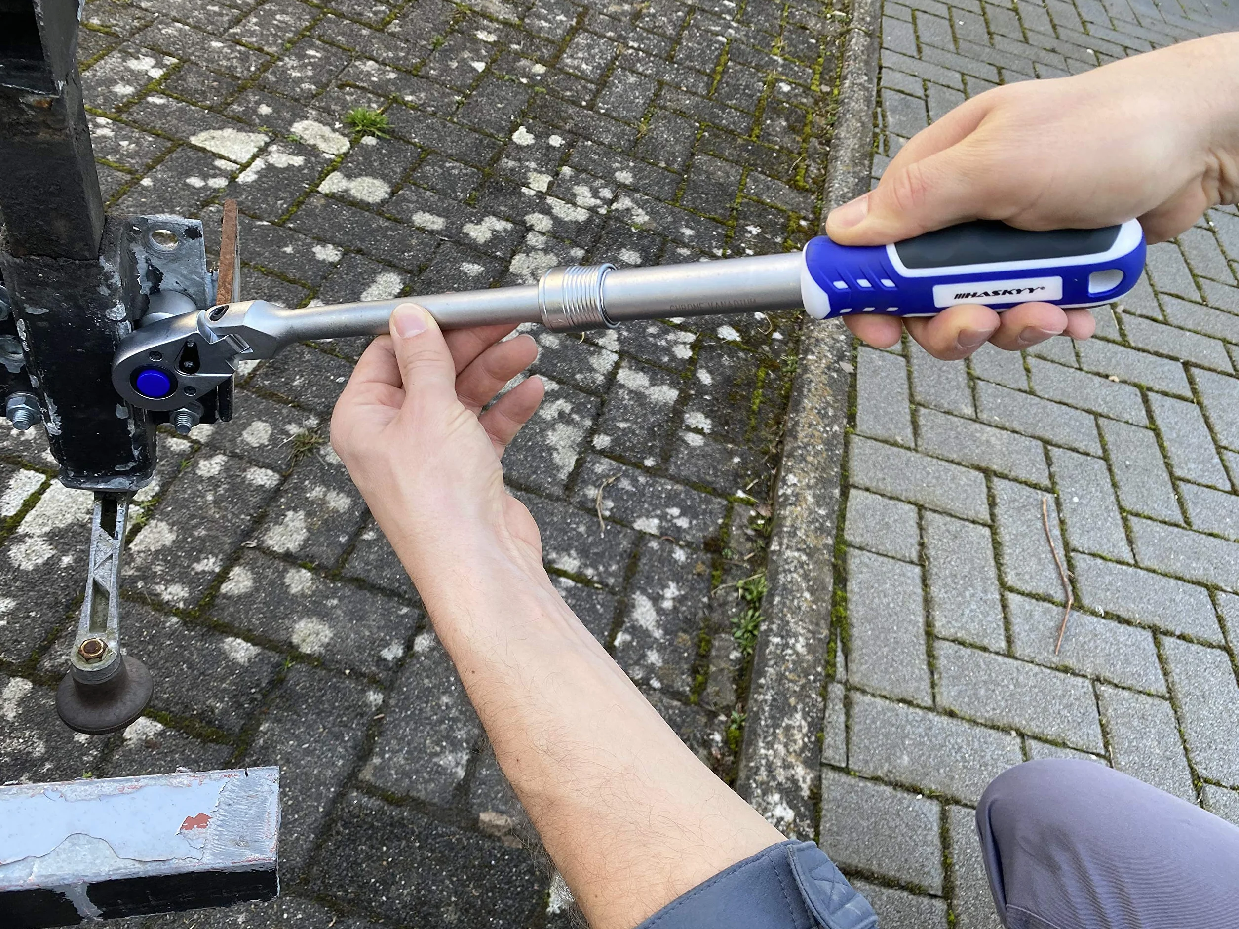HASKYY | 1/2" + 3/8" + 1/4" | teleskopowa grzechotka przegubowa I rozsuwana grzechotka | drobne ząbki | teleskop"}