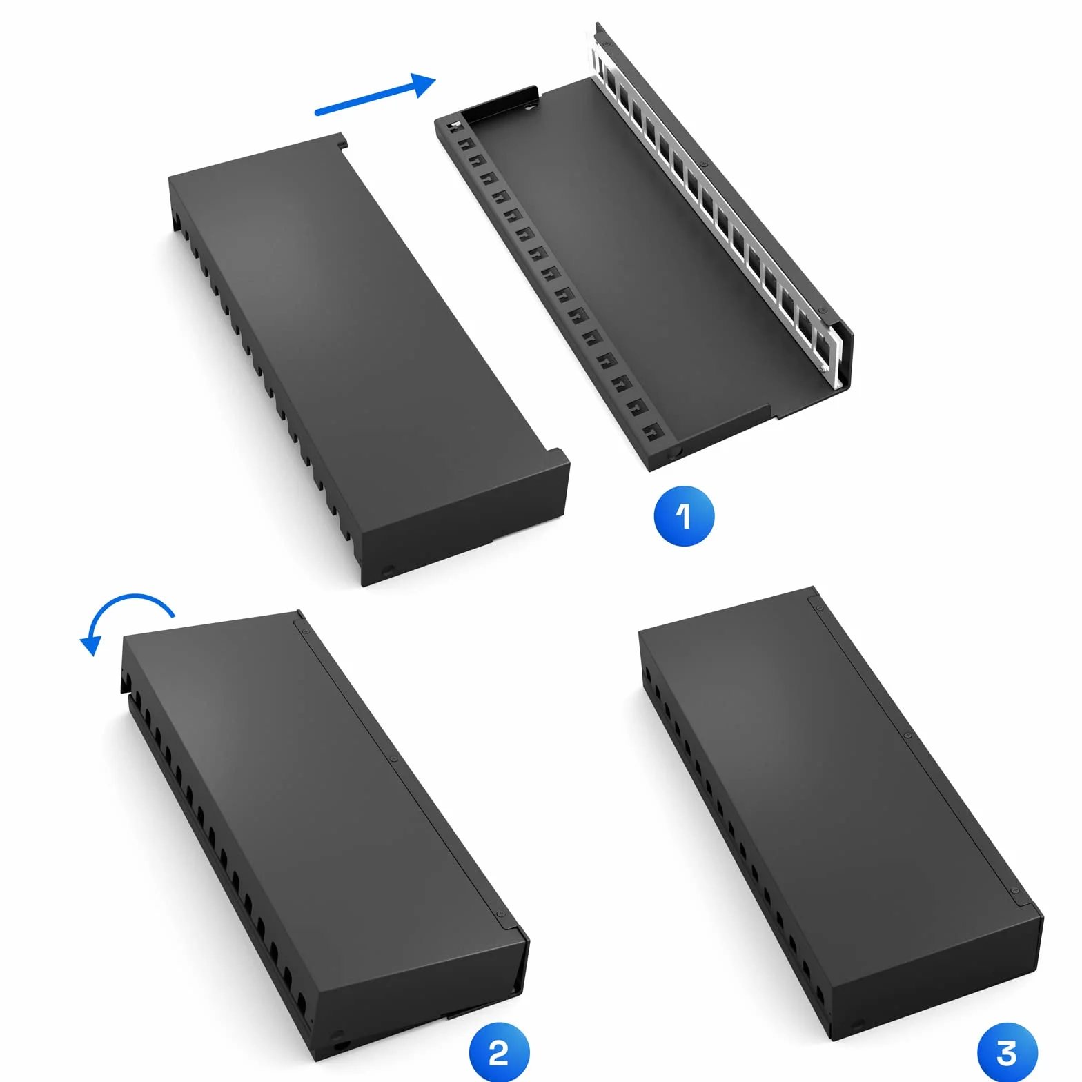 HB-DIGITAL Panel krosowy 16-portowy panel krosowy 1 HE 16x CAT 6a RJ45 Keystone Jack moduł - certyfikat GHMT - w pełni ekranowany STP 10 Gb/s, kompatybilny z kablem sieciowym LAN, kolor czarny