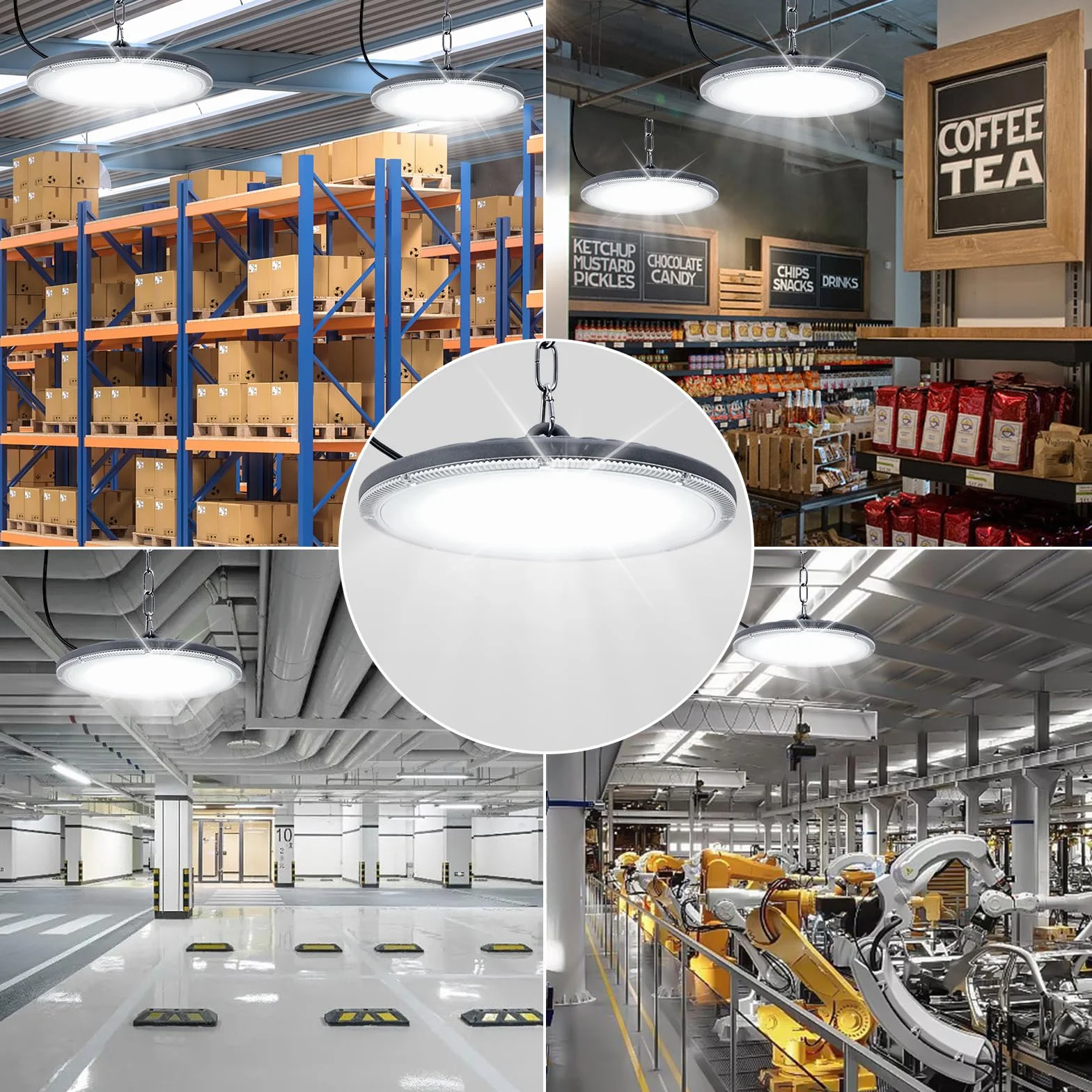 Oświetlenie garażowe LED 1000 W 10000 lm 6500 K UFO IP65 144 diody