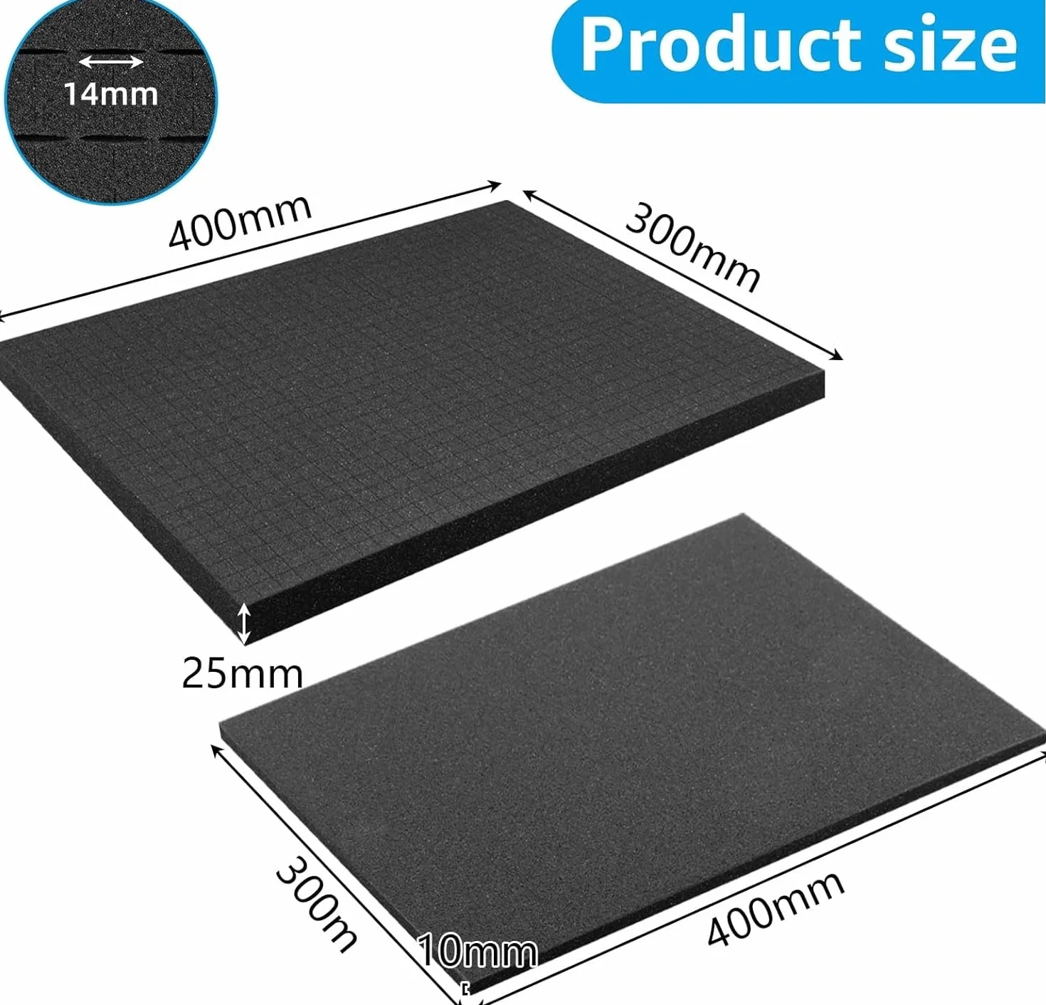 Pianka rastrowa w kostce, 5 sztuk, 400 x 300 x 25 mm/5 sztuk, 400 x 300 x 10 mm, walizka narzędziowa, walizka na aparat, wkładka do walizki, miniatura, narzędzie