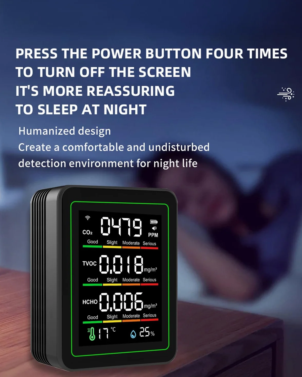 RISOON 5 w 1 inteligentny monitor jakości powietrza WiFi TVOC CO2 HCHO temperatura wilgotność