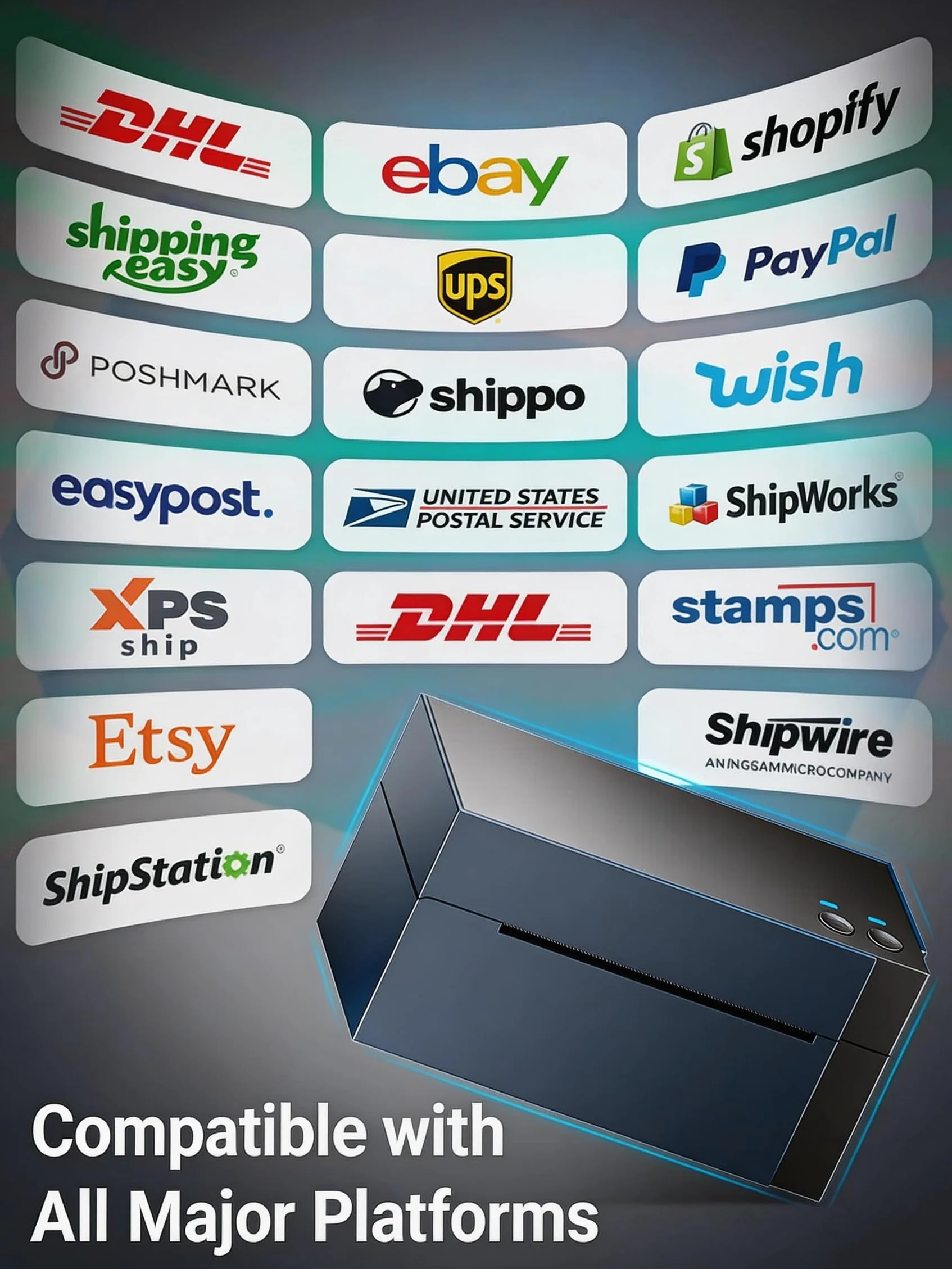 Phomemo Drukarka etykiet WiFi 344WF 4x6 do kodów kreskowych UPS eBay Etsy Shopify Amazon