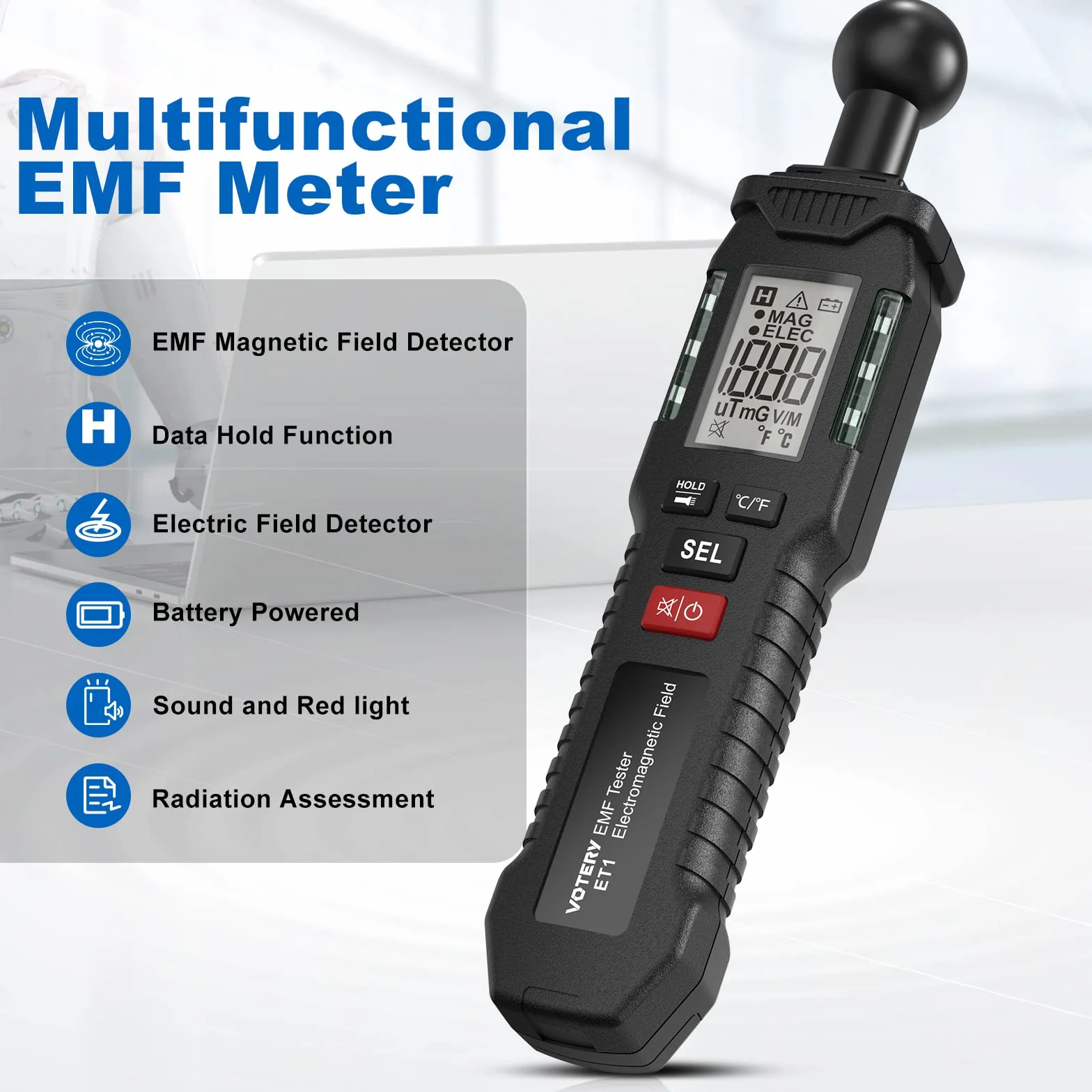 EMF miernik pola magnetycznego, detektor promieniowania, ręczny LCD