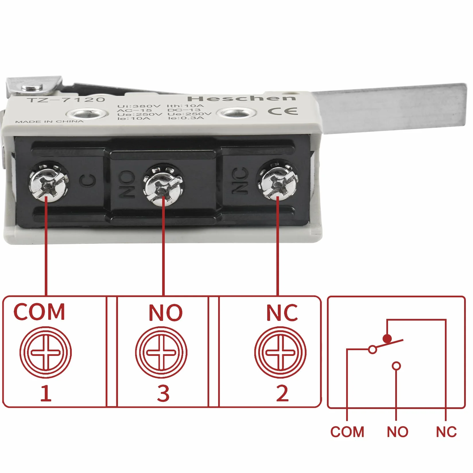 heschen Poziomy Limit przełącznik tz-7120 momtray zawias dźwignia Actuator AC 380 V 10 A Single bieguny