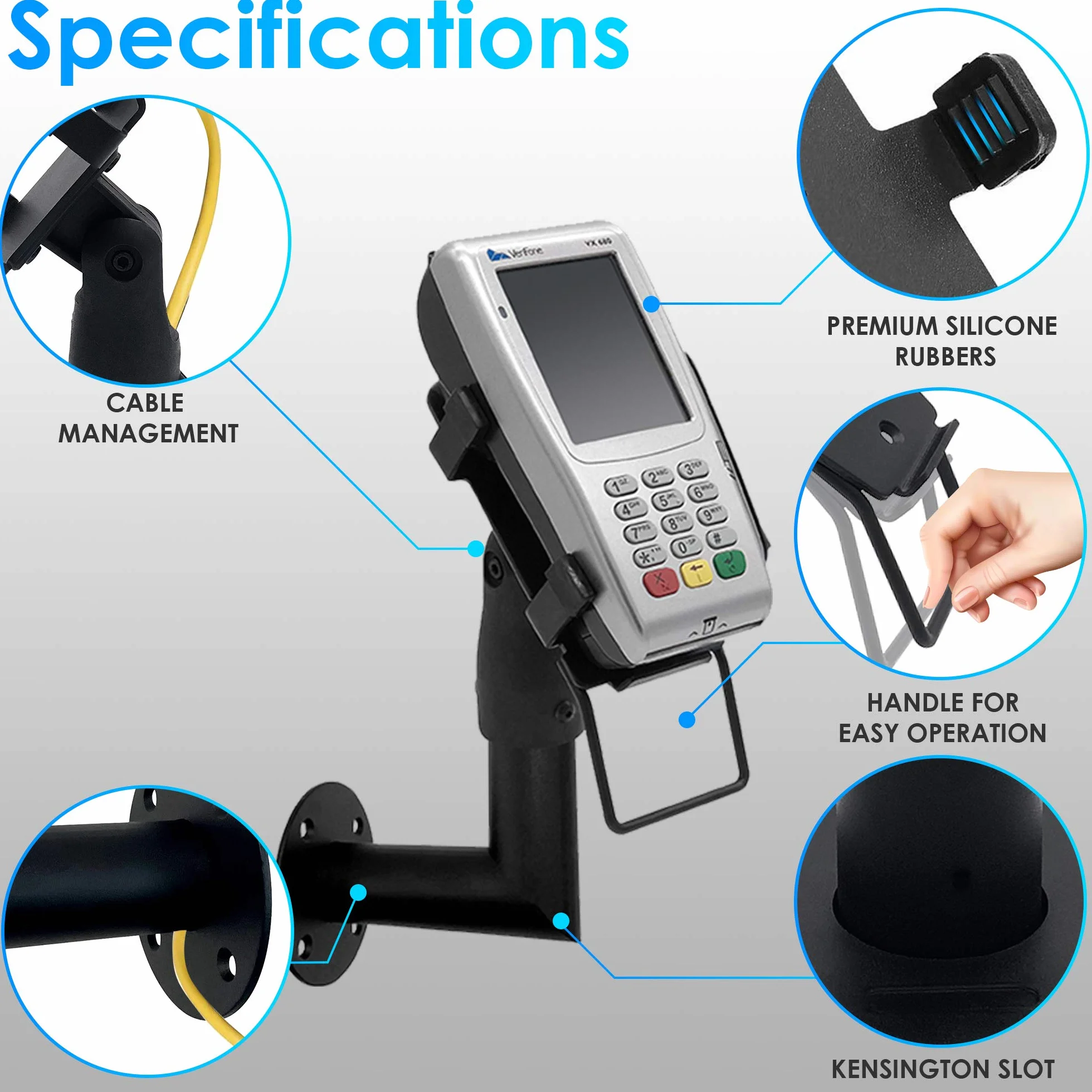VeriFone VX 680 Uchwyt do Terminala Płatniczego Obrót 180° Nachylenie 45° Montaż Ścienny