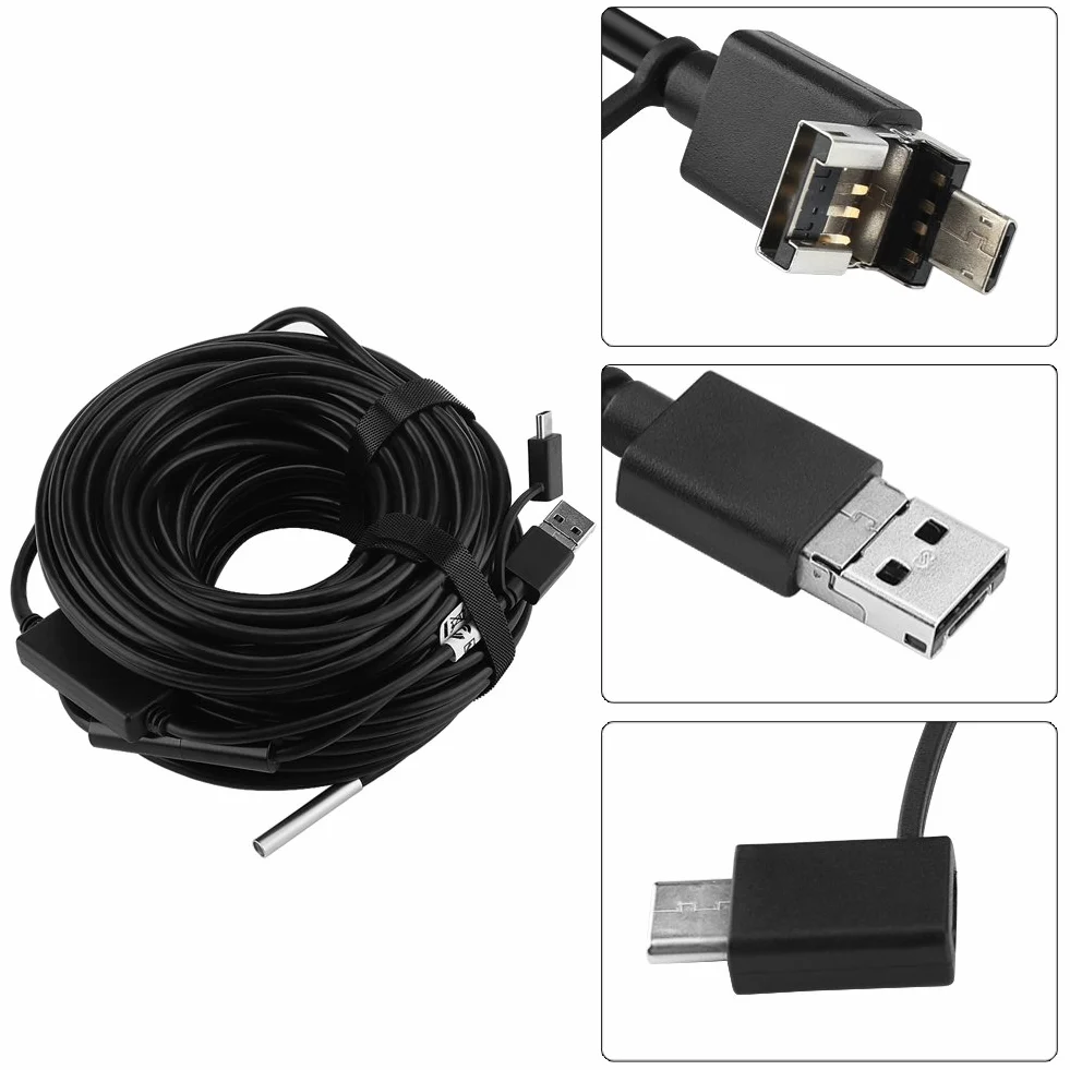 KIMISS Endoskop 20m wodoodporny 5,5mm 720P USB do inspekcji rur