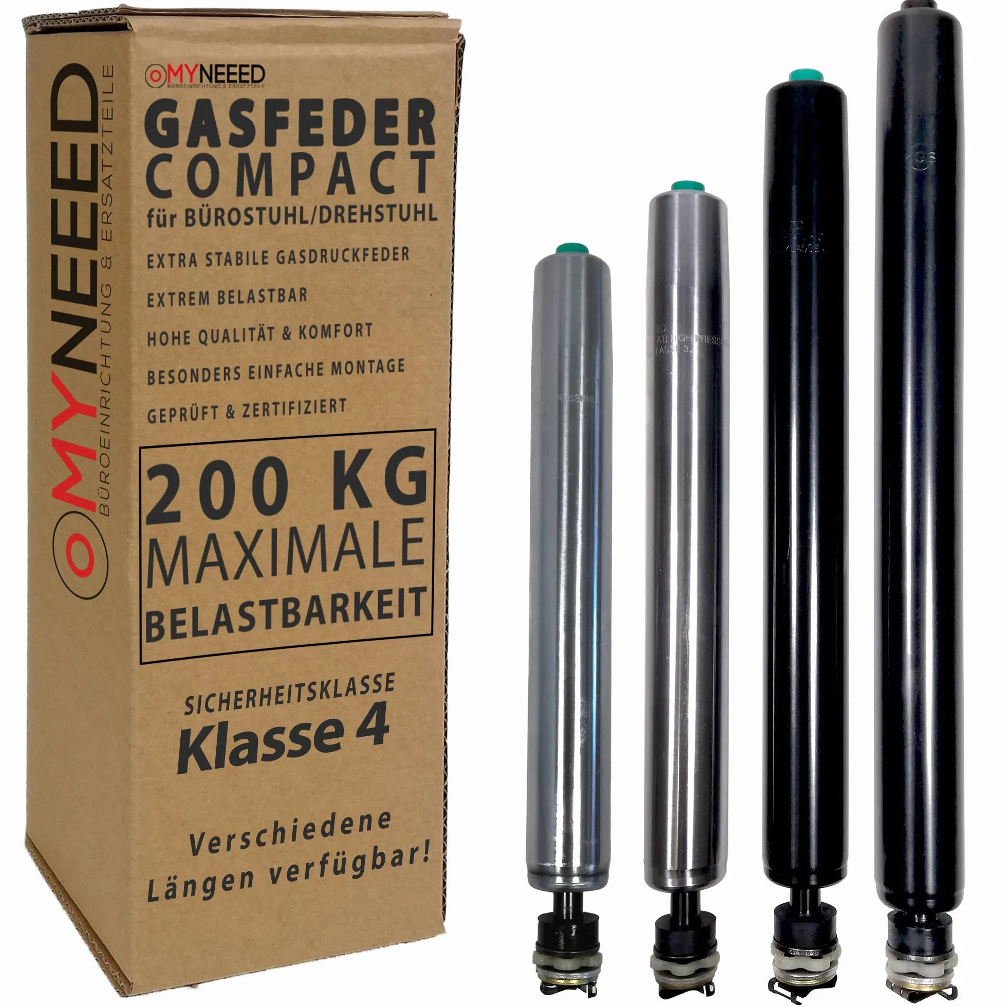 Tłok gazowy do krzesła biurowego 250 mm z certyfikatem TÜV GS