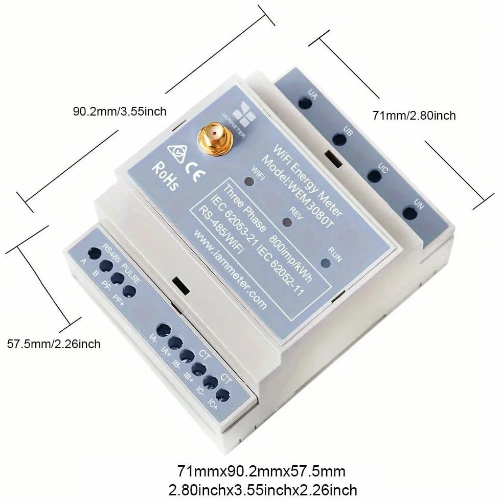 Dwukierunkowa, Din Rail, monitor Solar PV System,Power Usage, Home Assistant, NodeRed, Modbus TCP/RTU, trójfazowy miernik energii, Wi-Fi, 150 A, 50 Hz, CE