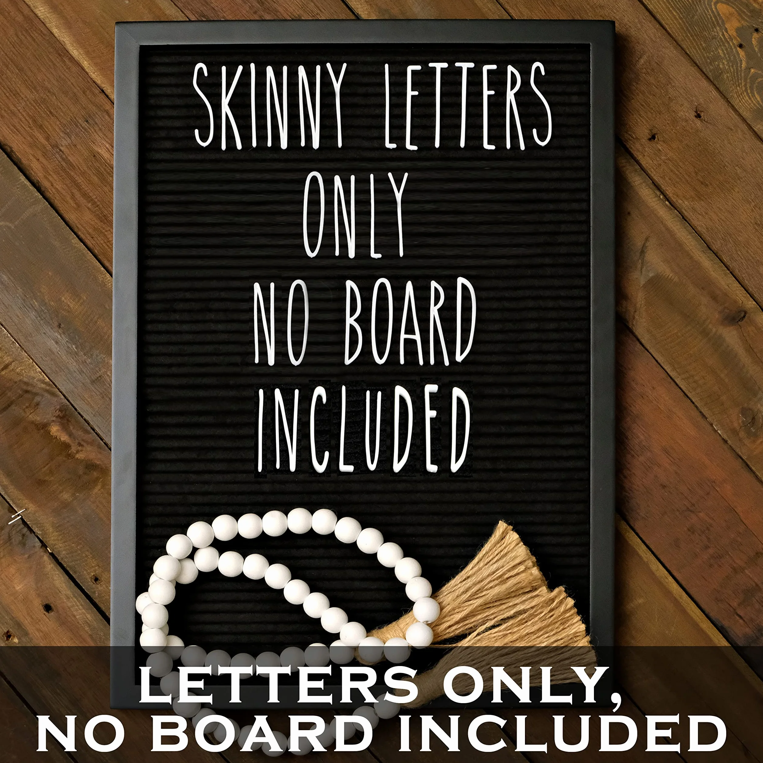 Skinny Felt Board Letters Only Set NO BOARD INCLUDED, Rae Dunn Inspired Font Farmhouse Decor Accessory, 2 Inch White Plastic Letters Numbers Symbols For Changeable Felt Letter Board Message Bulletin