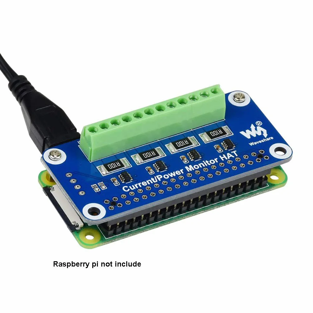 Waveshare 4-ch Current Voltage Power Monitor HAT do Raspberry Pi I2C SMBus