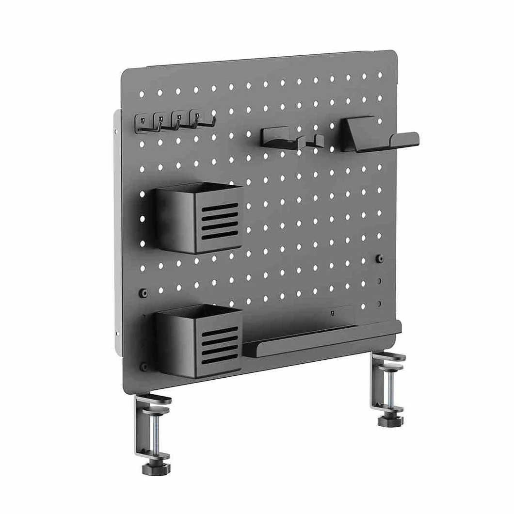 LVN System Pegboard PG1, Perforowana Ścianka do Materiałów Biurowych, Bez Wiercenia, Akcesoria do Biura i Domu, Organizer Ścienny, Pegboard Gamingowy - Czarny