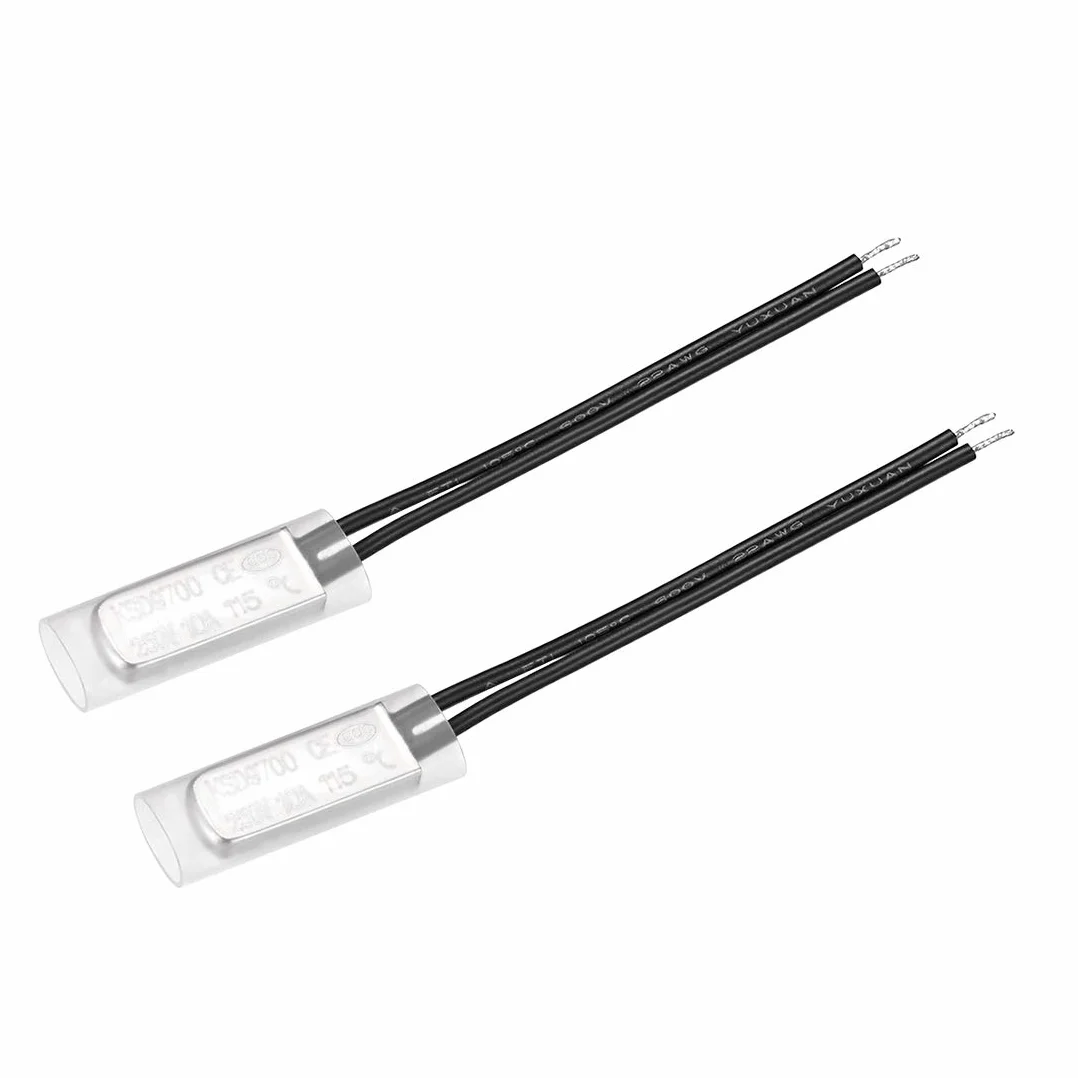 sourcing map 2 szt. KSD9700 termostat 115 ℃ N.C 10 A metal bimetaliczny przełącznik temperatury