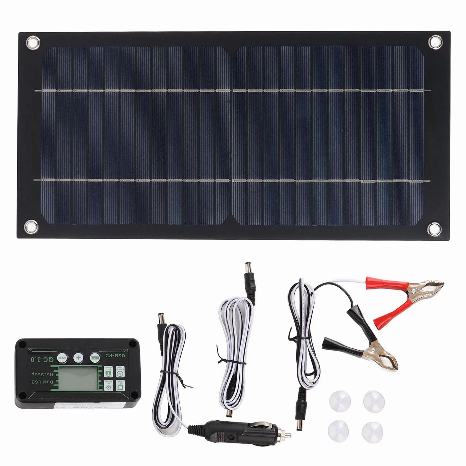 600 W Solar Panelu Ładowarka Monokrystaliczny Krzem 100A Zestaw Kontrolera ładowania z przedłużaczką Klipsów Akumulatorów i Klips o Ring Terminal Fit RV Car Camp Off Grid Aplikacje