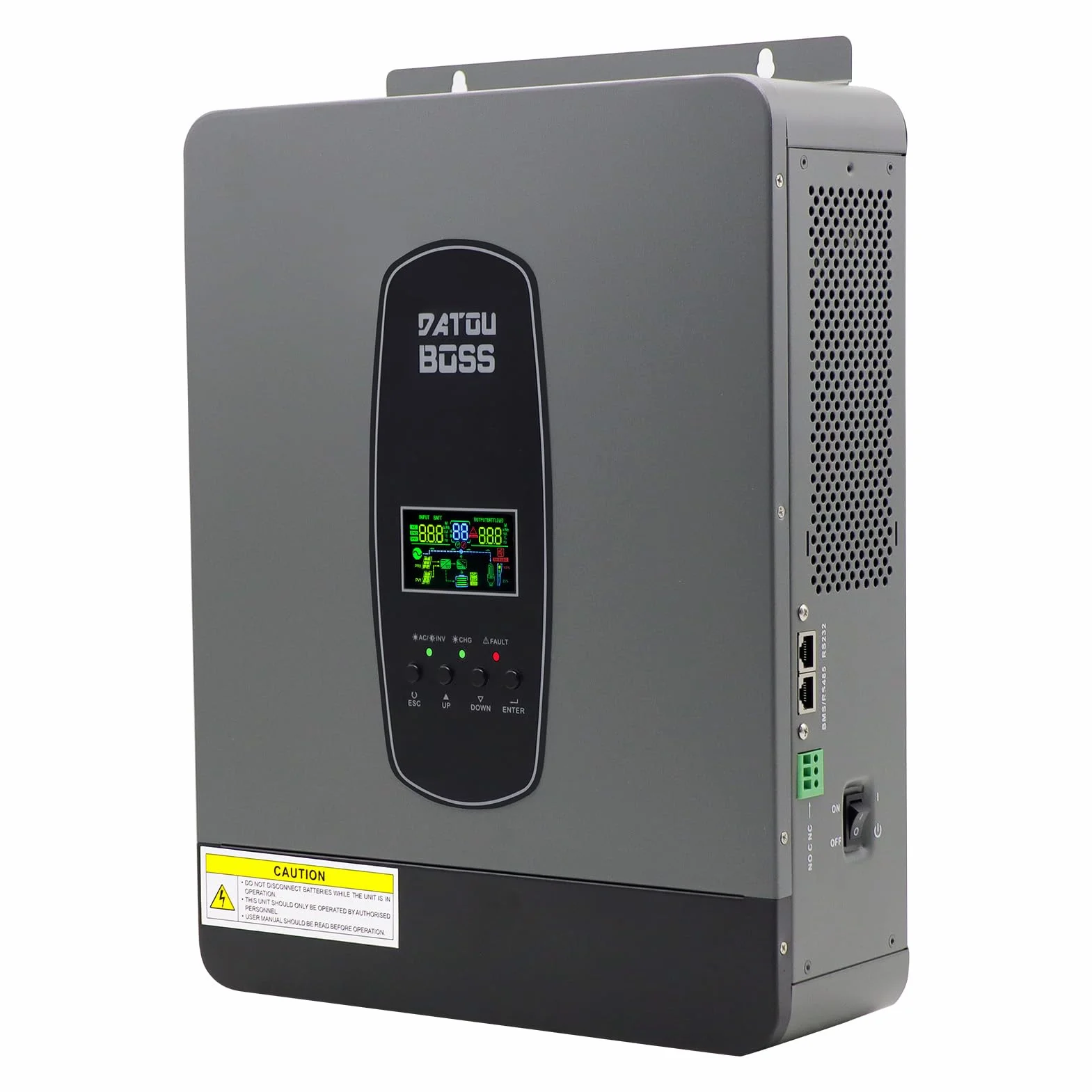 DATOUBOSS Hybrydowy falownik solarny 3000W 24V czysty sinus 220/230V AC MPPT 100A