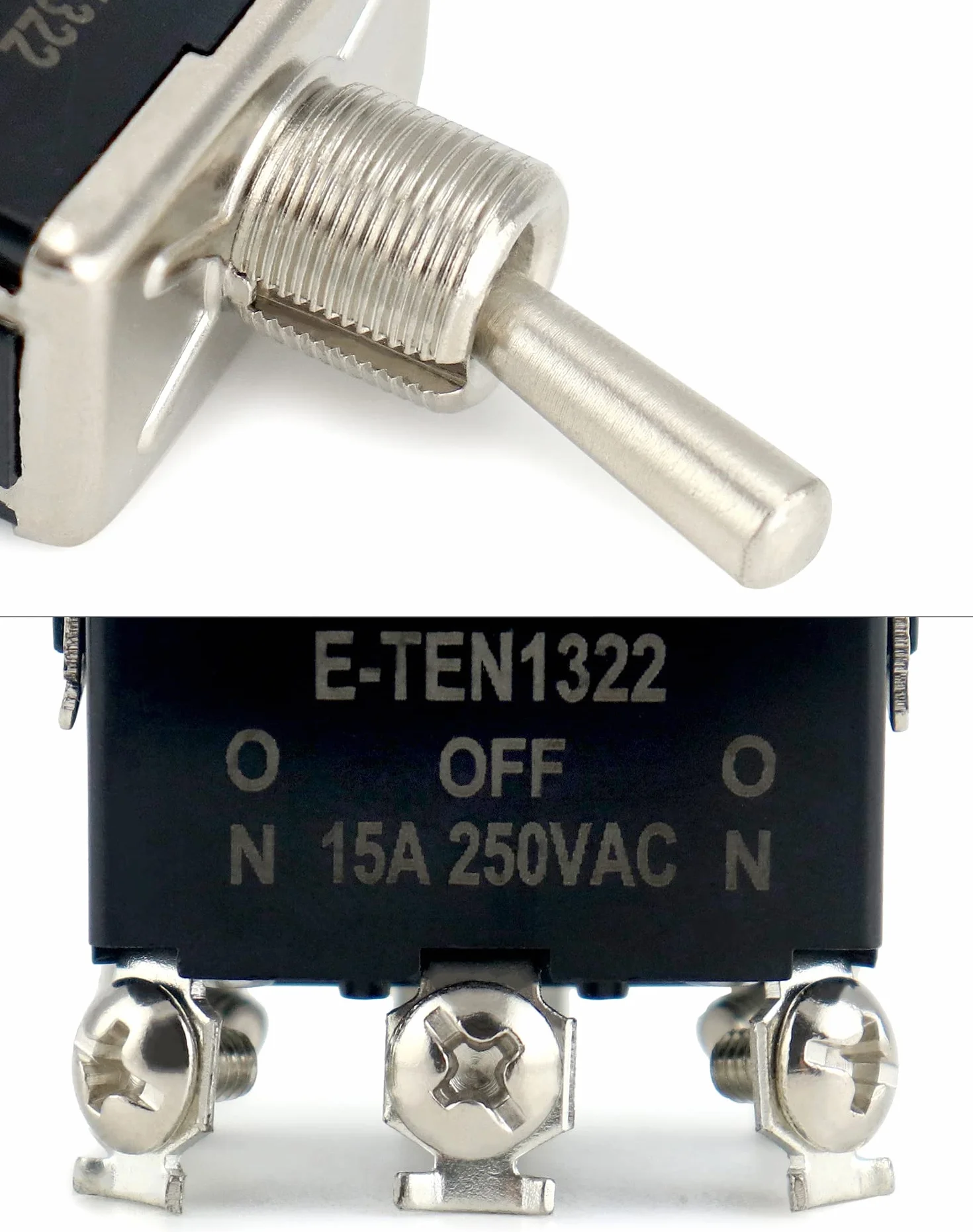 QWORK® Przełącznik dwustabilny, AC380V 15A / AC250V 10A 3 pozycja 6 Terminal ON-Off-ON Przełącznik kołyskowy z czarną wodoodporną osłoną, 3 szt.
