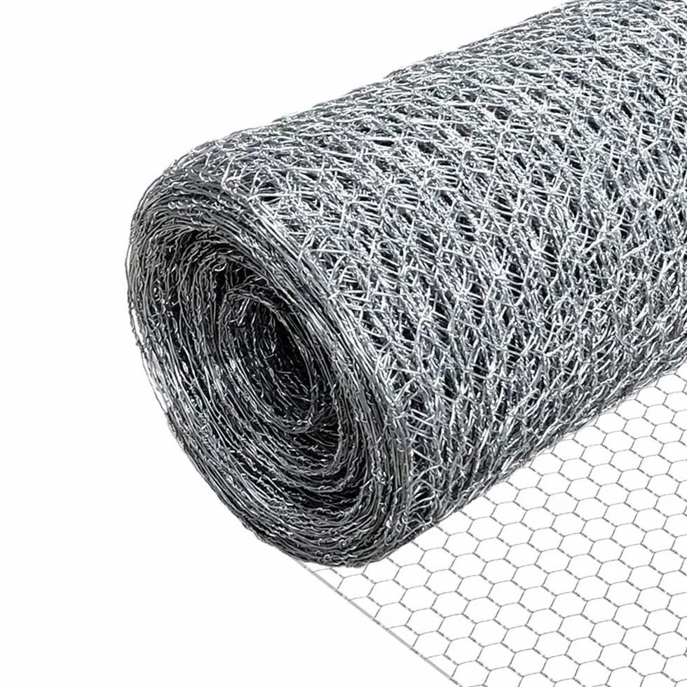 VOUNOT Ogrodzenie z siatki sześciokątnej, drut dla królików, oczko 13 mm, wys. 100 cm, dł. 25 m, ocynkowany srebrny