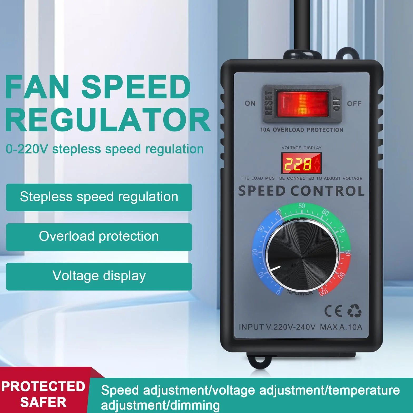 regulator prędkości silnik 220v regulator napięcia zastosowanie do szlifierek kątowych/dmuchawy/wiertarek ręcznych/pił tarczowych regulator napięcia AC 220v moc szczytowa 4000w.
