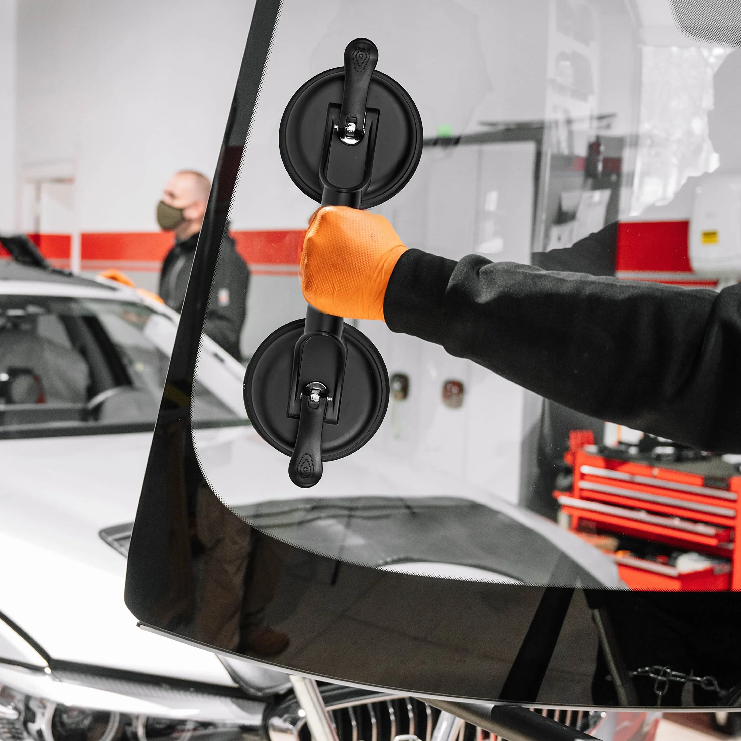 GADLANE 2 x Saugnapf Griff Saugheber Glas Mit 2 Saugnäpfen Glassauger Vakuum Heber Hält Bis Zu 100kg - Schwarz