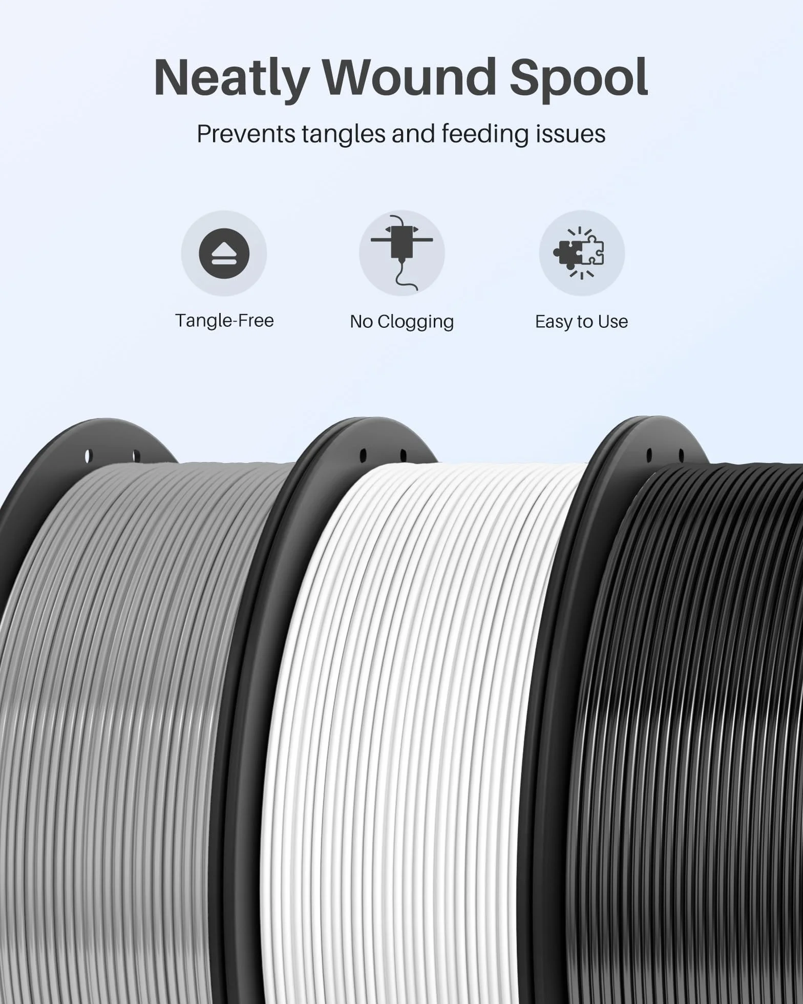 ELEGOO PLA+ filament 1,75 mm biały 2 kg dokładność +/- 0,02 mm do drukarek 3D