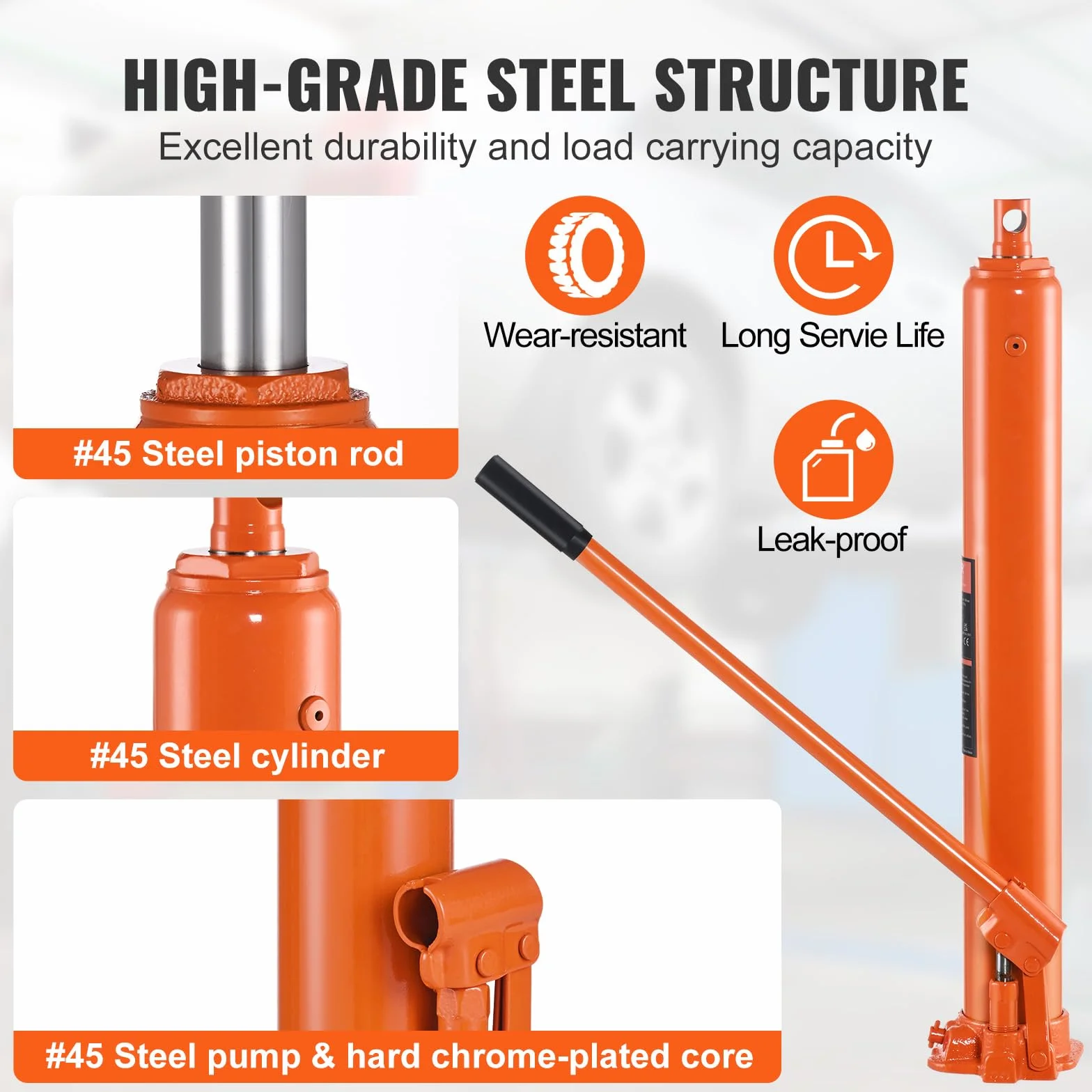 VEVOR Hydrauliczny podnośnik samochodowy 4 t cylinder z pojedynczą pompą tłokową płaską podstawą