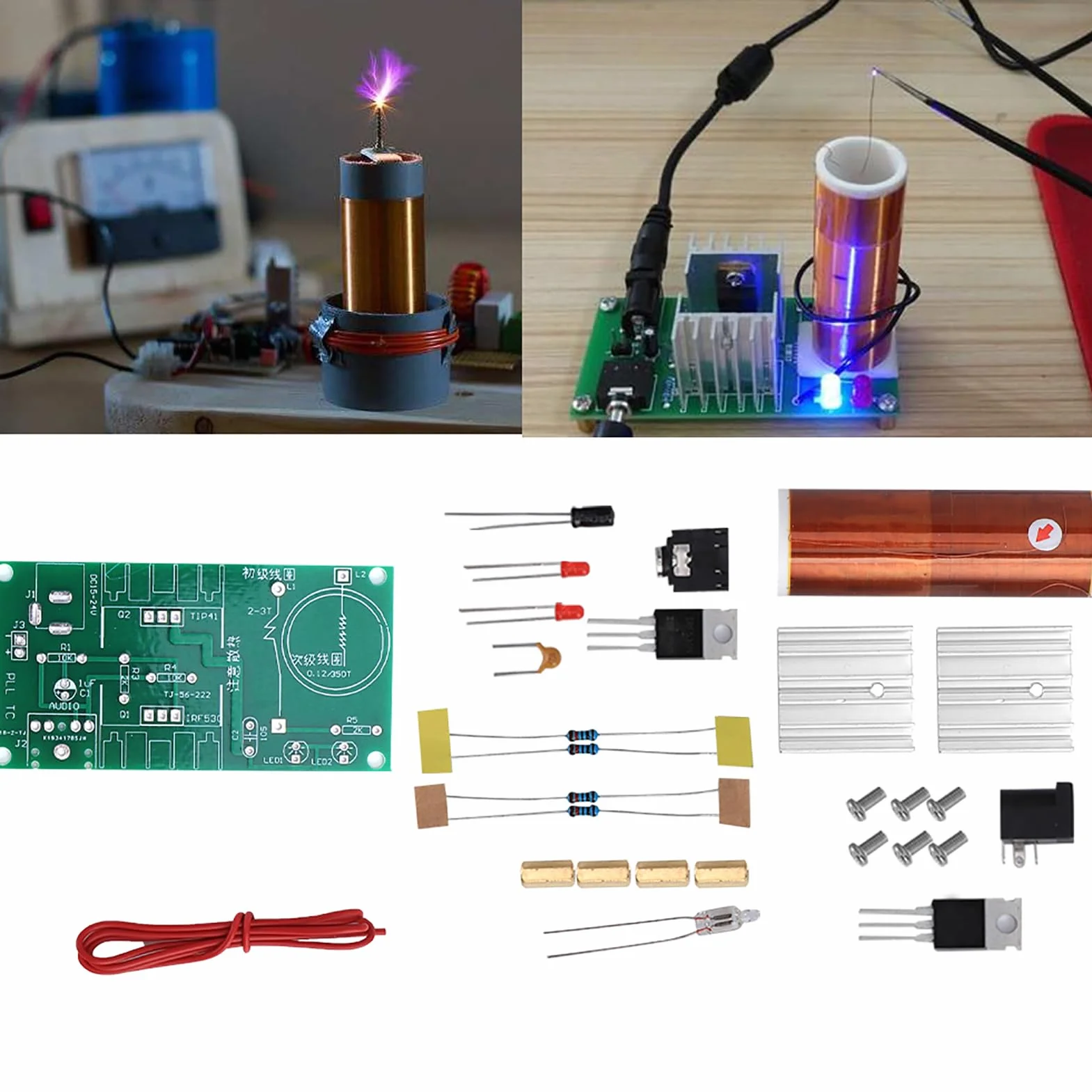 Moduł Cewki Tesli, Głośnik Plazmowy łuku Mini Cewka Tesli DIY Elektroniczny Zestaw Narzędzi 15W DC 15-24V 2A, Elektroniczny moduł Nauczania Cewki Tesli, Cewka Transmisji