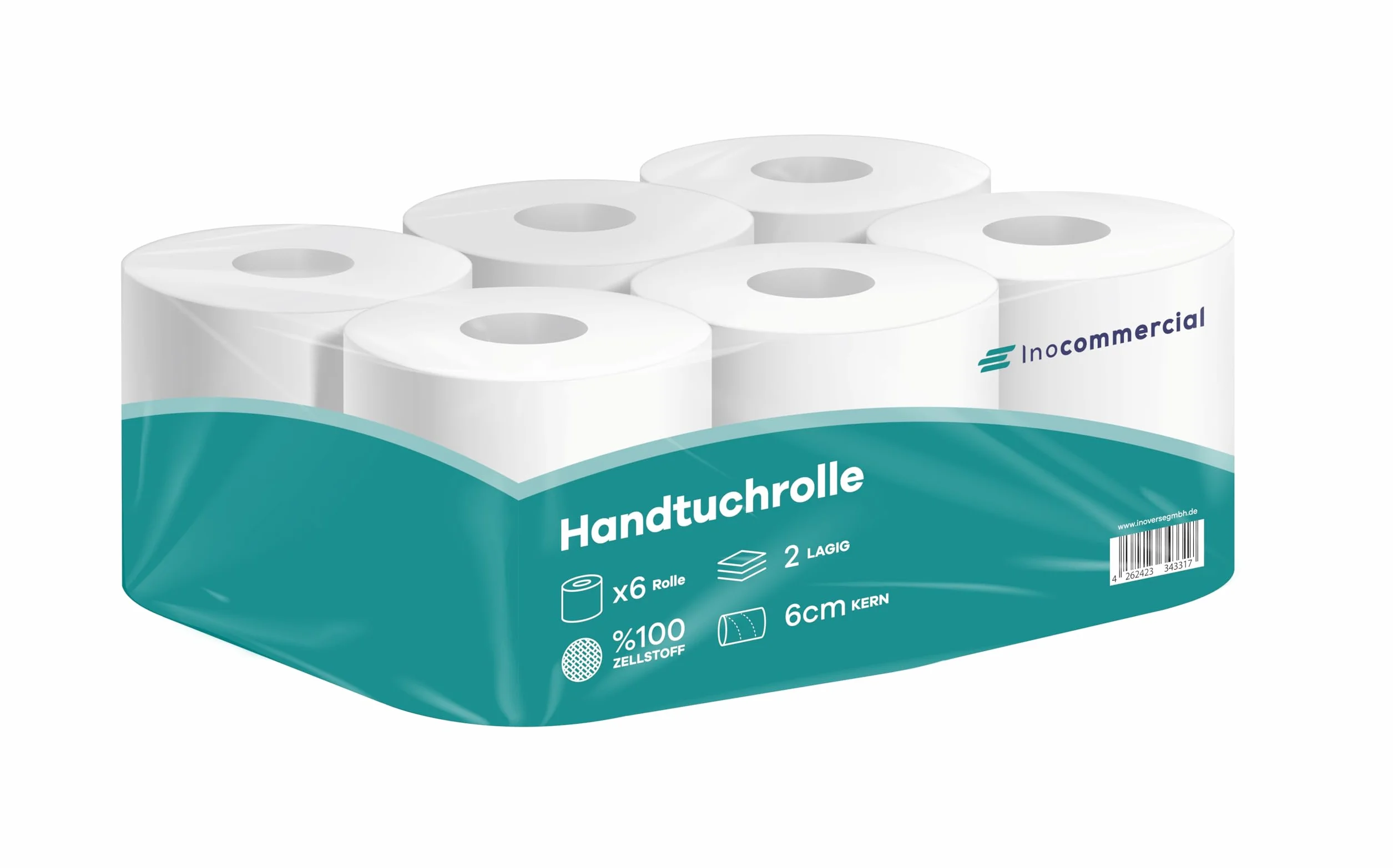 Inoverse Rolki Ręczników Papierowych 2-Warstwowe 6 Rolek 360 Arkuszy 23x18 cm Białe
