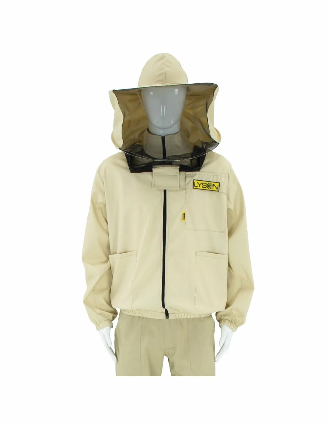 LYSON Bluza pszczelarska ze zdejmowanym kapeluszem, bluzka pszczelarska z welonem, koszula ochronna dla pszczelarzy Beekeeping Jacket ochrona przed pszczołami, owadami, odzież pszczelarska, rozmiar XL