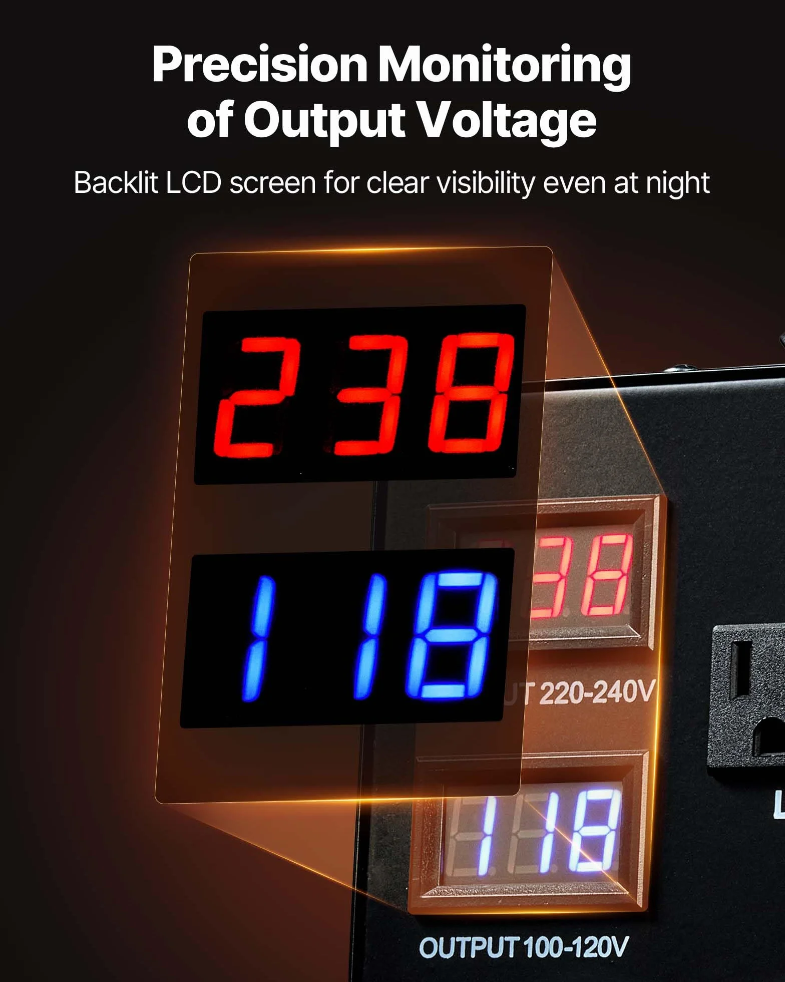 VEVOR Transformator 220 V do 110 V i 110 V do 220 V, automatyczny transformator podnoszenia napięcia, 3000 VA, z 3 gniazdami US, 3 gniazdami UE, ekranem LCD, kablem zasilającym, ochrona wyłącznika