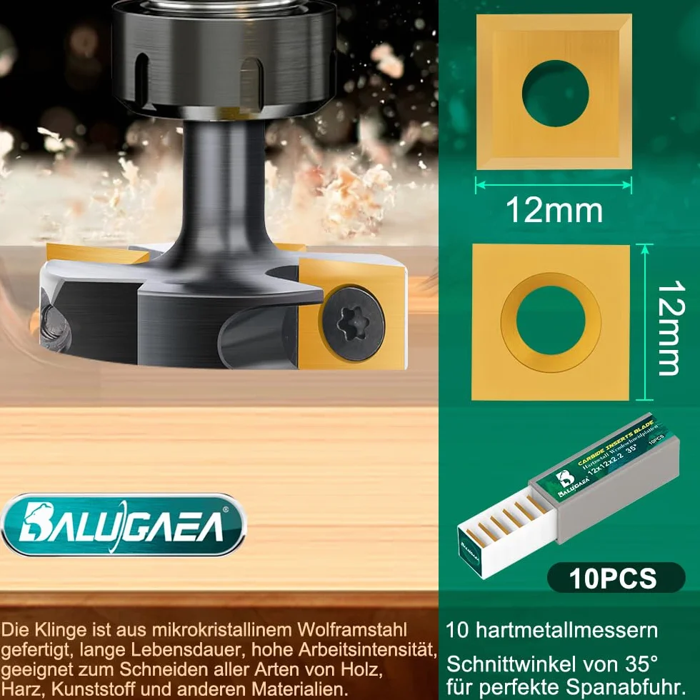10 sztuk HM wymienne ostrza 12 x 12 x 2,2 mm - 35°, płytki z twardego metalu, czworokątne do frezów płaskich do drewna, narzędzia tokarskiego