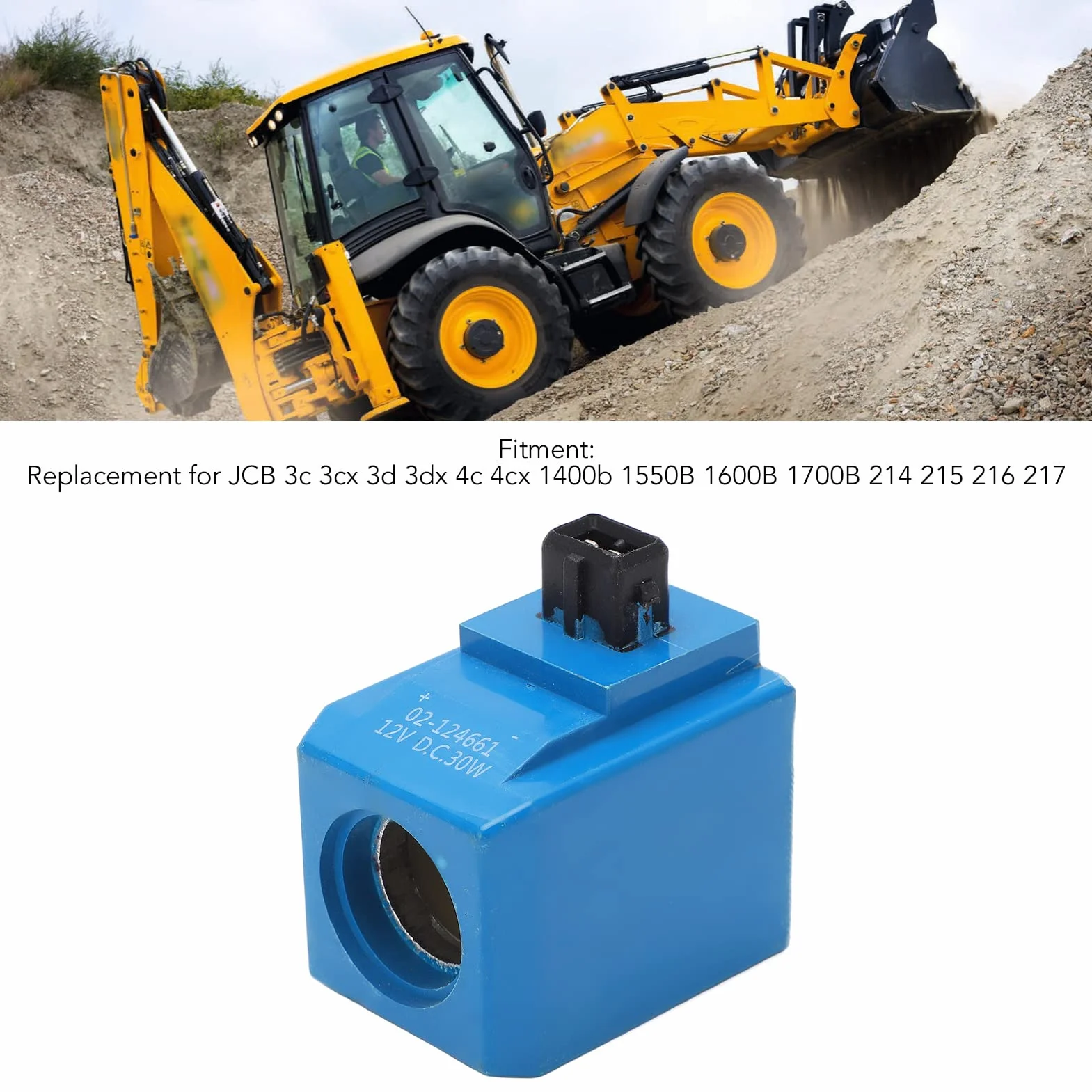Aramox Cewka Elektromagnesu 02-124661 12V 30W do Koparki Okrągłej 3c 3cx 3d 3dx 4c 4cx 1400b 1550B