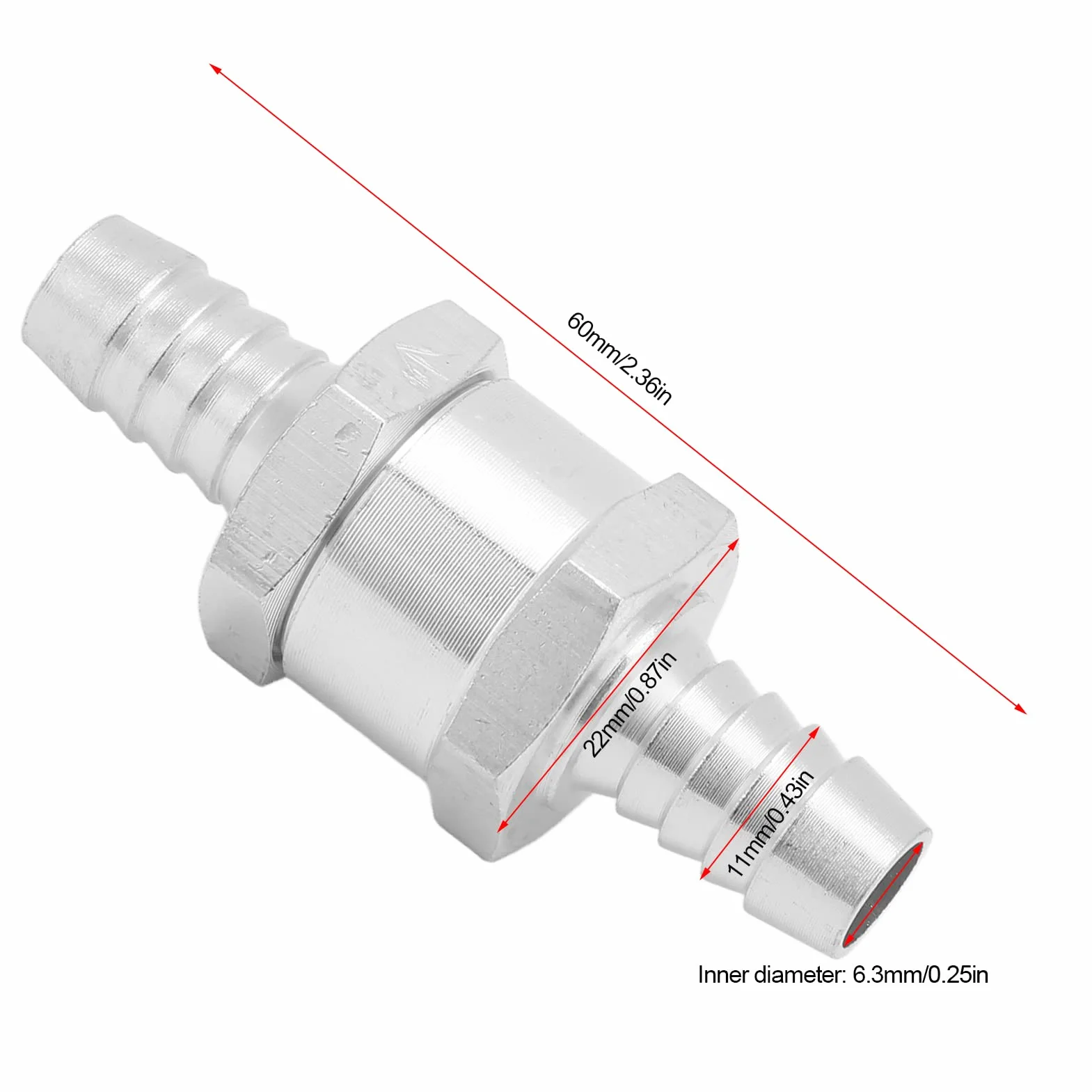 Zawór zwrotny, Jednokierunkowy zawór zwrotny ze stopu aluminium 0,2-6 bar, uniwersalny zawór zwrotny linii paliwowej do benzyny, biodiesel, (10 mm)