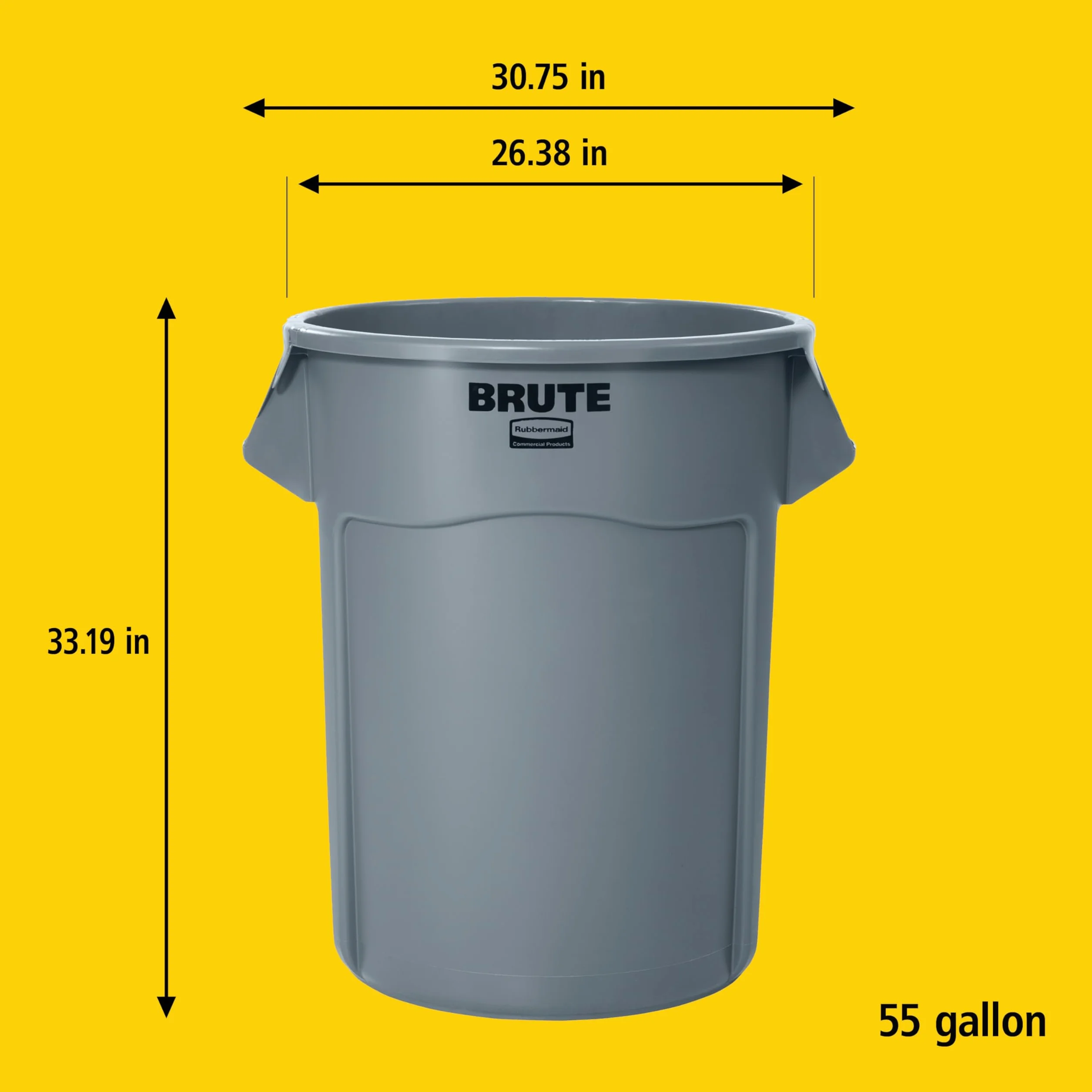 Rubbermaid Commercial Products Brute Round Container 208.2 L Grey