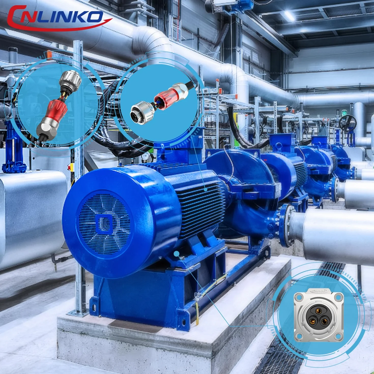 CNLINKO DH-24 2-biegunowe przemysłowe wodoszczelne złącze wtykowe IP68 okrągłe szybkozłączka