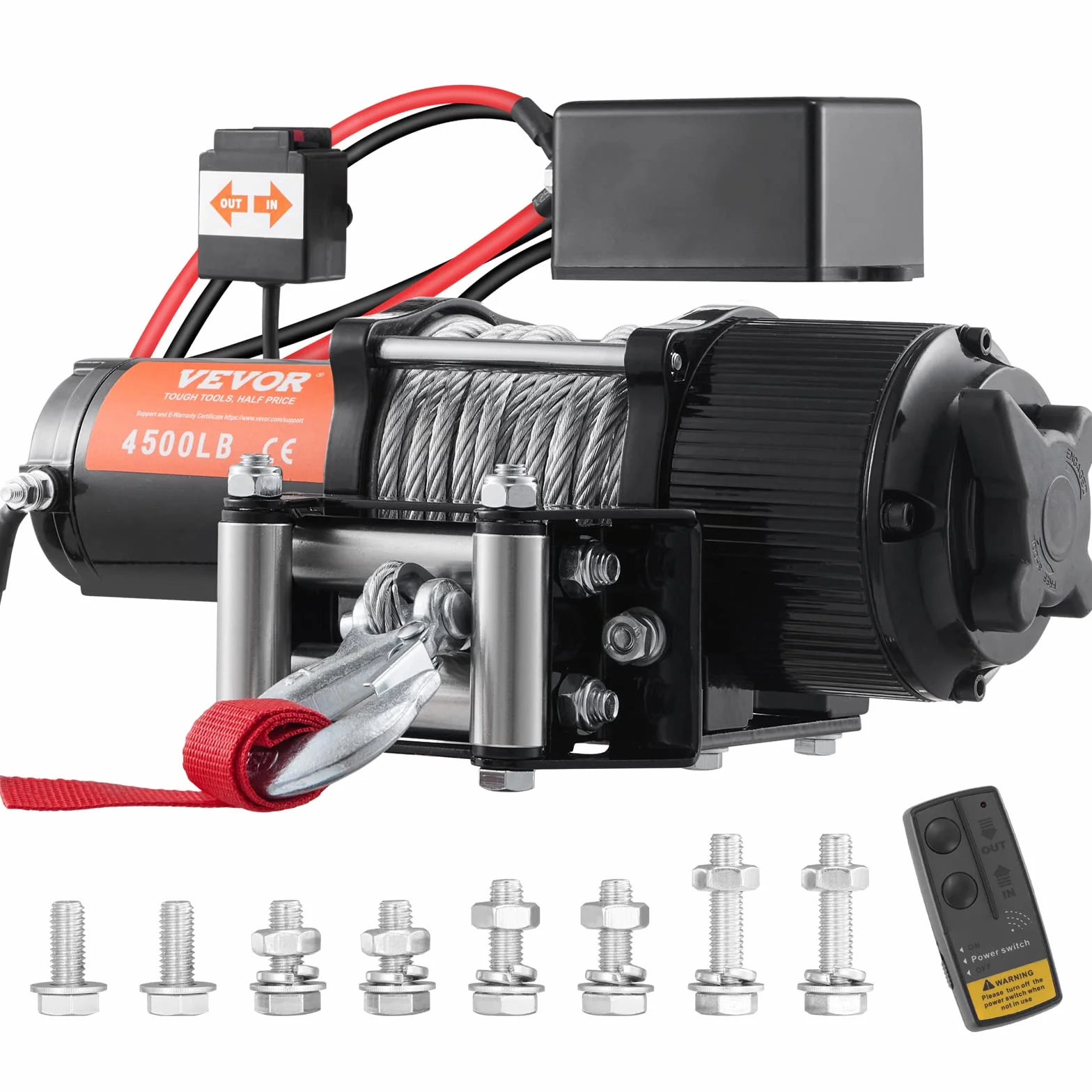 VEVOR Wciągarka elektryczna 12V 4500lb 2041kg IP55 Wodoodporna bezprzewodowy pilot