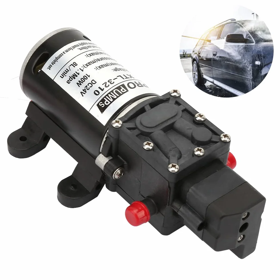 Pompa Mikromembranowa 24V 100W, Wysokociśnieniowa Samozasysająca 8L/min, do Urządzeń Przemysłowych i Czyszczenia