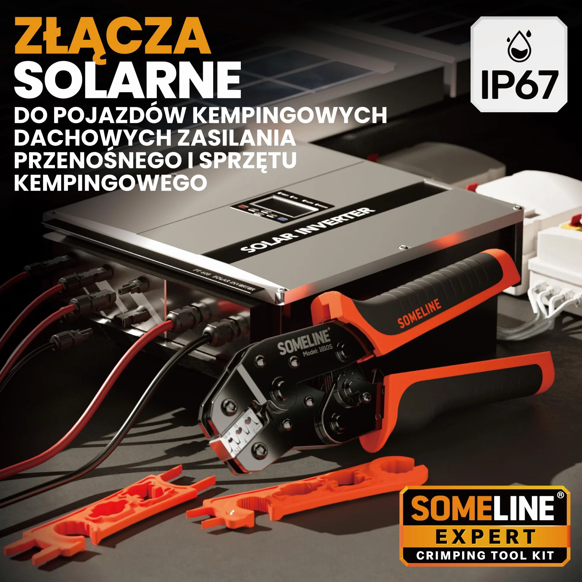 SOMELINE Zestaw szczypiec do zaciskania złączy solarnych, do kabli 2,5-6mm², 12-częściowy męski żeński wtyk kablowy do paneli słonecznych, 1 para kluczy do kabli do paneli