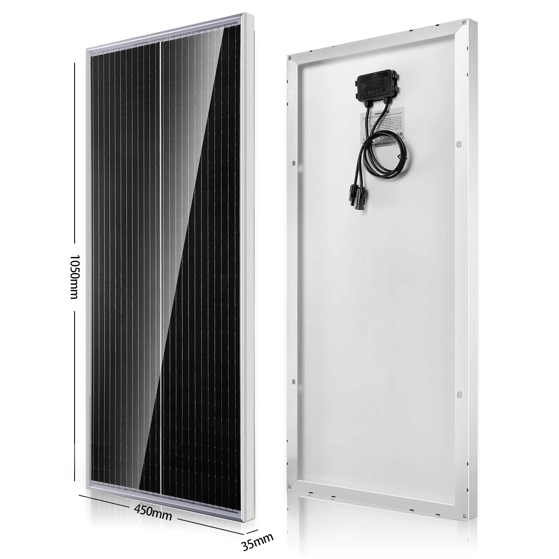 Nicesolar Panel słoneczny 100 W, monokrystaliczny zestaw paneli słonecznych 100 W, moduł solarny z regulatorem ładowania 20 A, do niezależnego od sieci ładowania 12 V, do kampera, łodzi, przyczepy