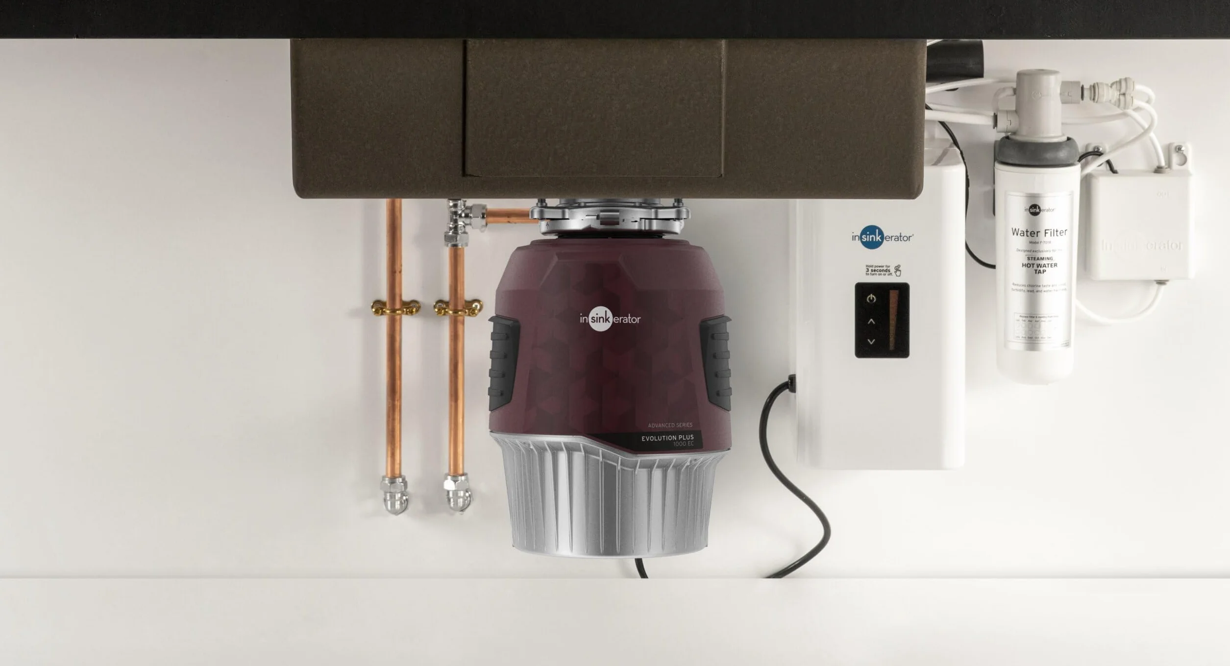 Insinkerator Evolution Plus 1000 EC rozdrabniacz odpadów kuchennych, z silnikiem indukcyjnym o mocy 1 KM, z przełącznikiem powietrza