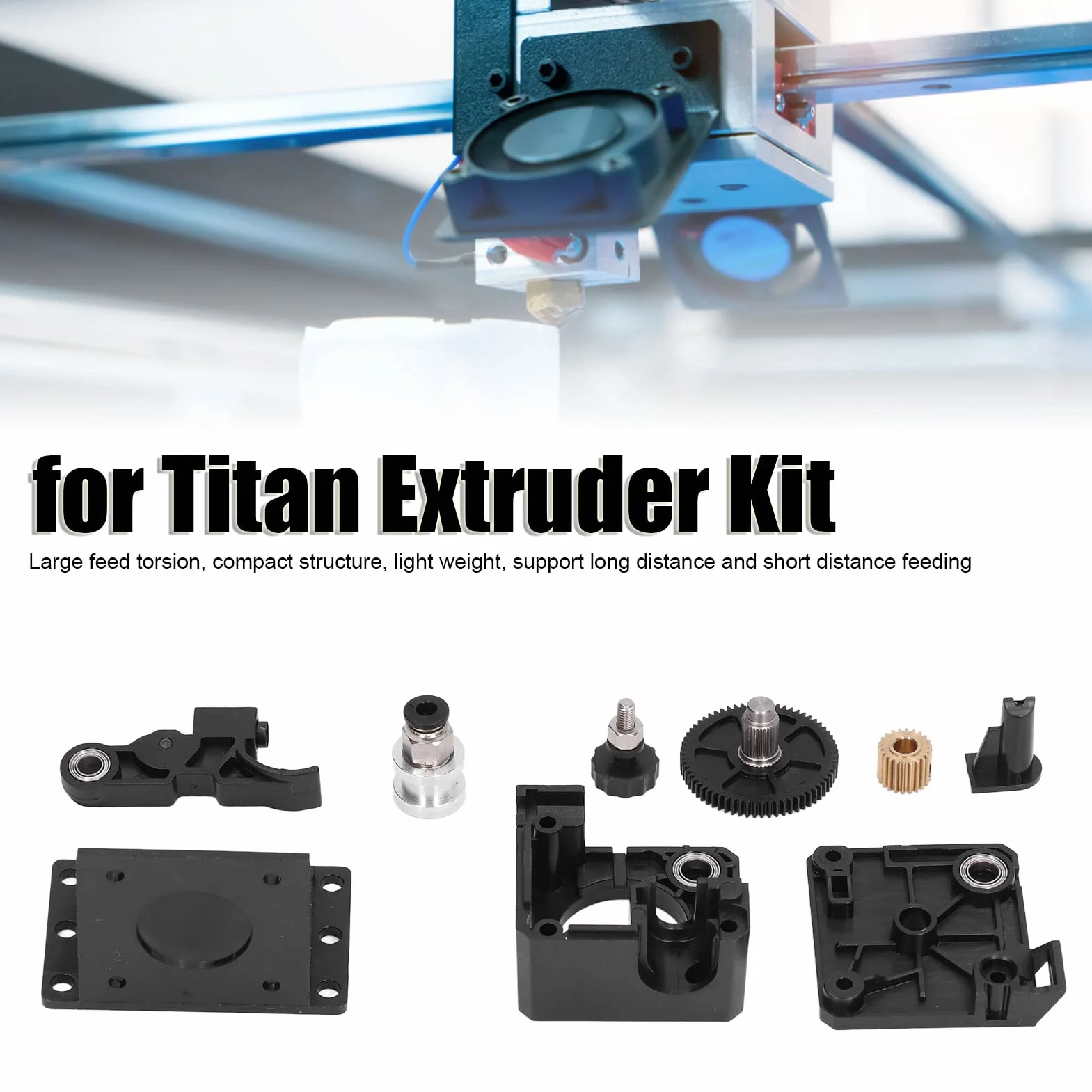 Titan Extruder Kit Akrylowa Drukarka 3D Wytłaczarki Części Podajnik Filamentu Ulepszona Wytłaczarka Bowden Podajnik Zapasu Drukarki 3D dla V6 Long And Short Distance Universal 1.75mm