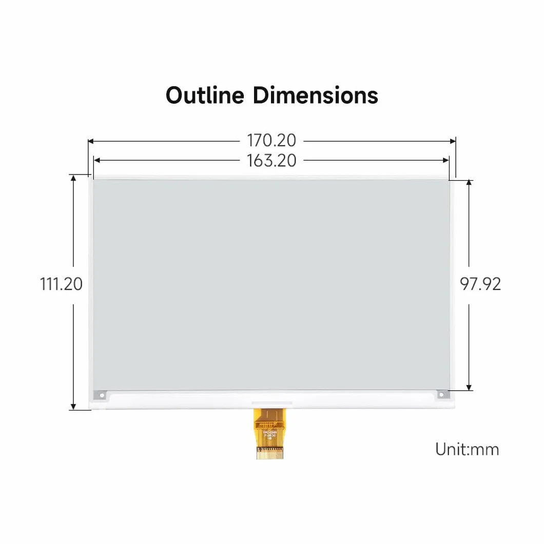 Waveshare 7.5 Inch E-Paper Display Panel V2 800x480 3.3V E-Ink Screen SPI