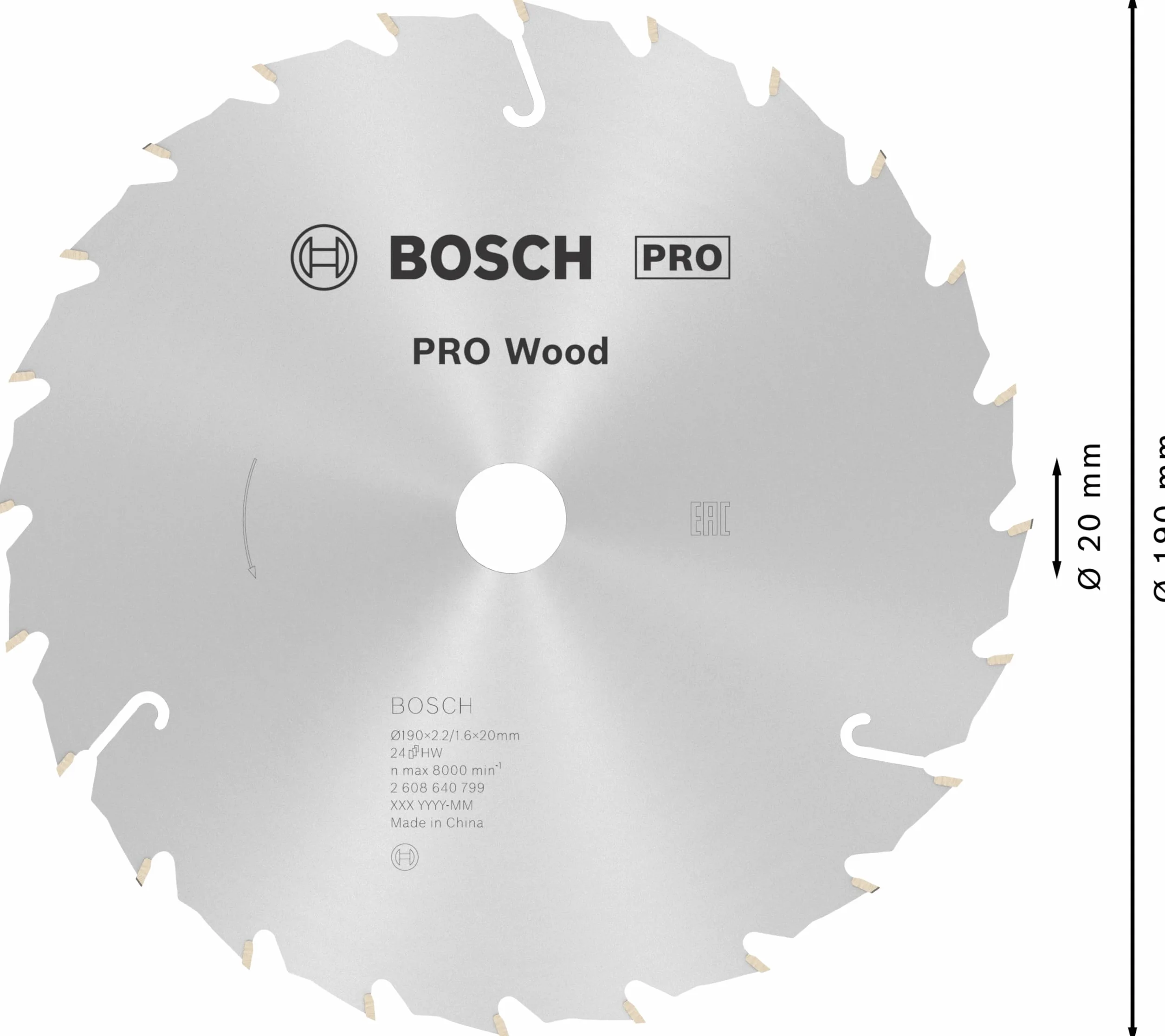 Bosch Professional 1x Tarcza do piły tarczowej Speedline Wood (do Drewno, Płyta wiórowa, Płyty budowlane lekkie, Ø 190 x 20/16 x 2.2 mm, 24 zębów, Osprzęt pił tarczowych)