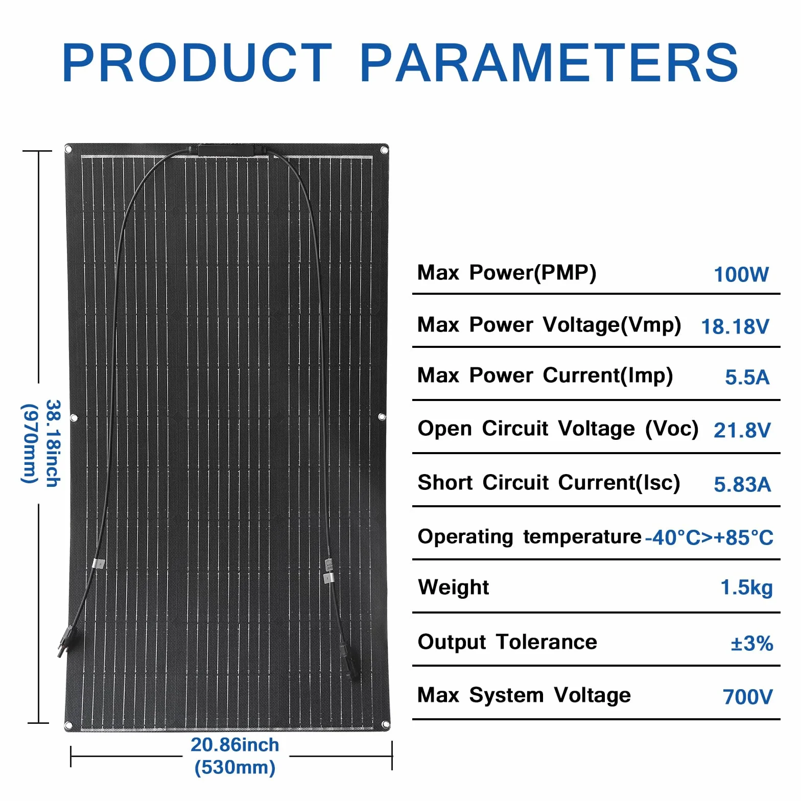 Elastyczny Panel Słoneczny 100W 18V Przenośny Monokrystaliczny Moduł Solarny ETFE Moduły Solarne etfe nadają się do domków ogrodowych, Bateria 12V instalacja wyspowa/system niezależny od sieci