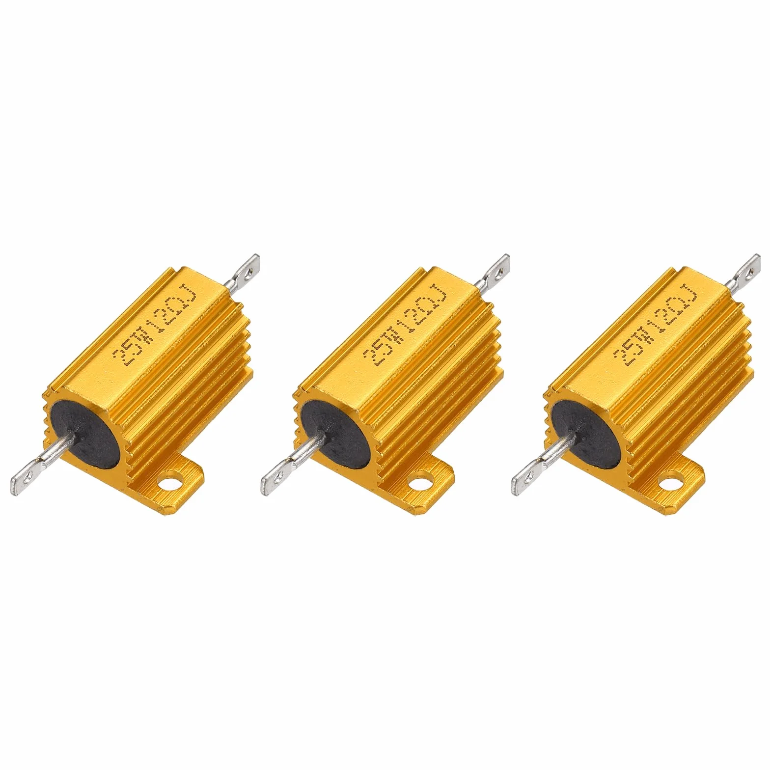 QUARKZMAN 3 sztuki 25 W 12 omów 5% aluminiowa obudowa oporowa, rezystory nawijane na drut, przyłącze śrubowe, obudowa zmontowana, złoto