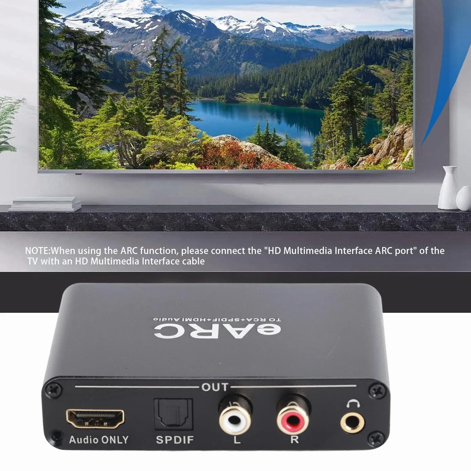 SENECESLI EARC Audio Extractor, HDMI ARC, Converter Audio Audio do HDMI/Optical / 3,5 Mm Ekstraktor Dźwiękowy, dla Wzmacniacza Głośników Telewizyjnych do Systemu Dźwiękowego